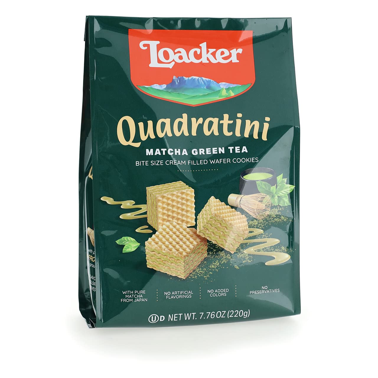Quadratini Premium Matcha Green Tea Wafer Cookies 220g/7.76 oz.