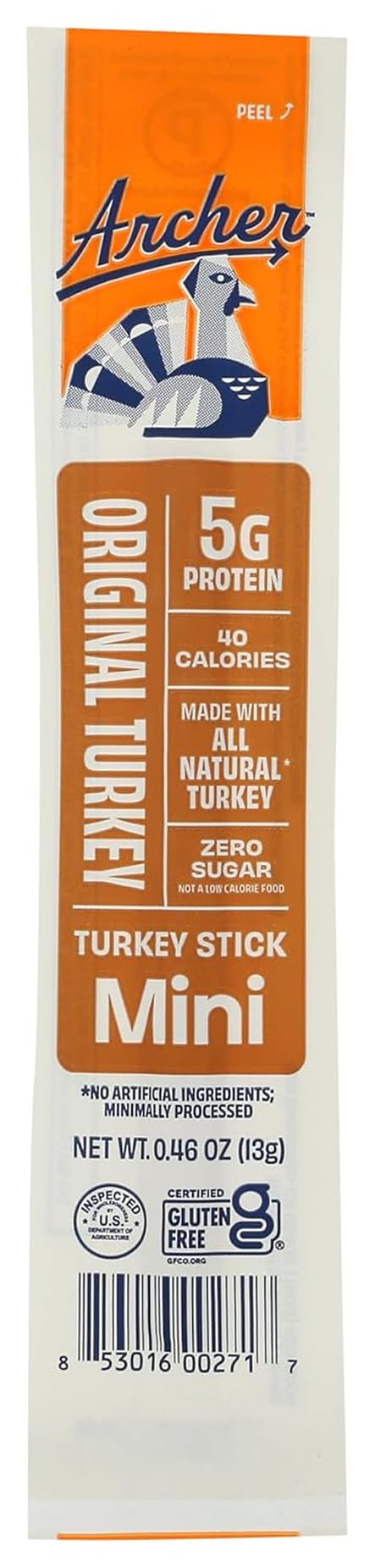 Archer Mini Turkey Sticks, Original, 40 Cal, 0g Sugar - 0.46 oz, 24 Count | 5g protein, 40 calories, 0g sugar, gluten free, keto, paleo, individually wrapped