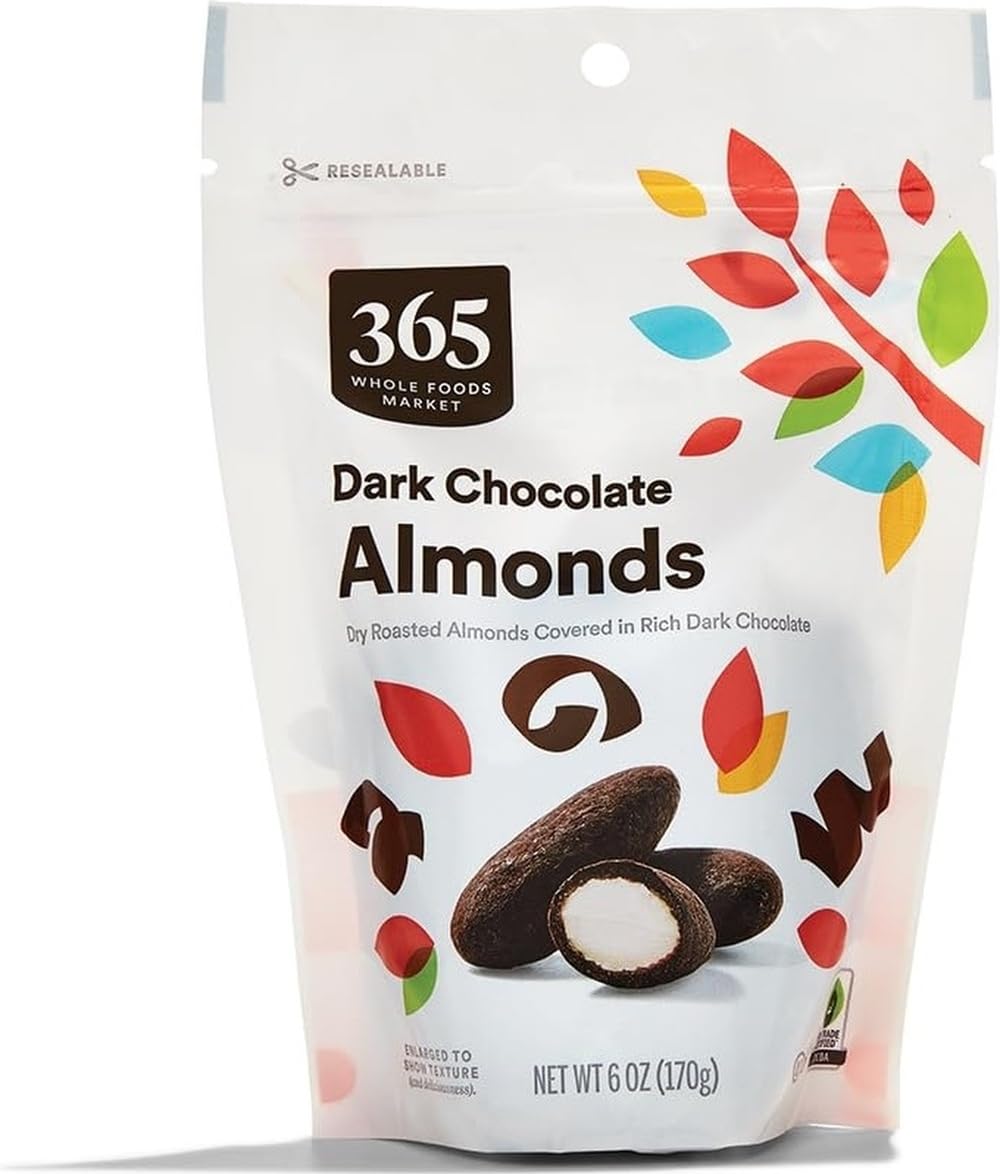 Dark Chocolate Almonds Dusted with Cocoa Powder, 6 Ounce