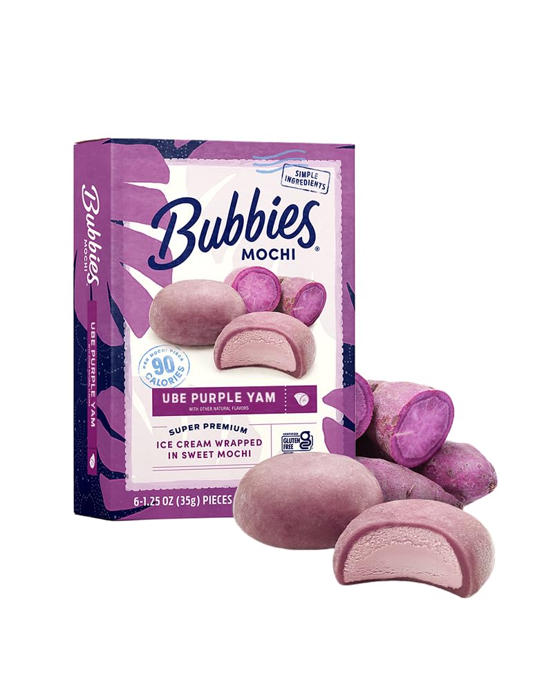 Bubbies Mochi Ice Cream, Ube Sweet Potato 7.5oz (Pack of 1)