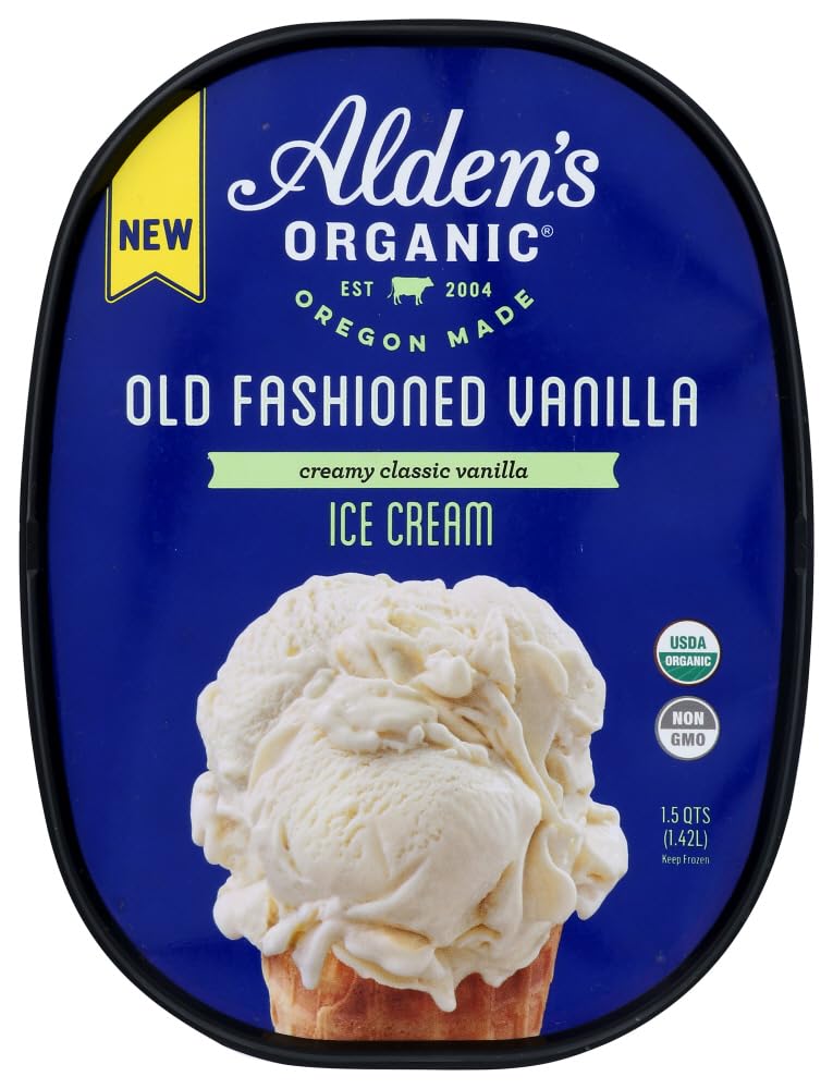 Aldens Organic Old Fashioned Vanilla Ice Cream, 48 FZ