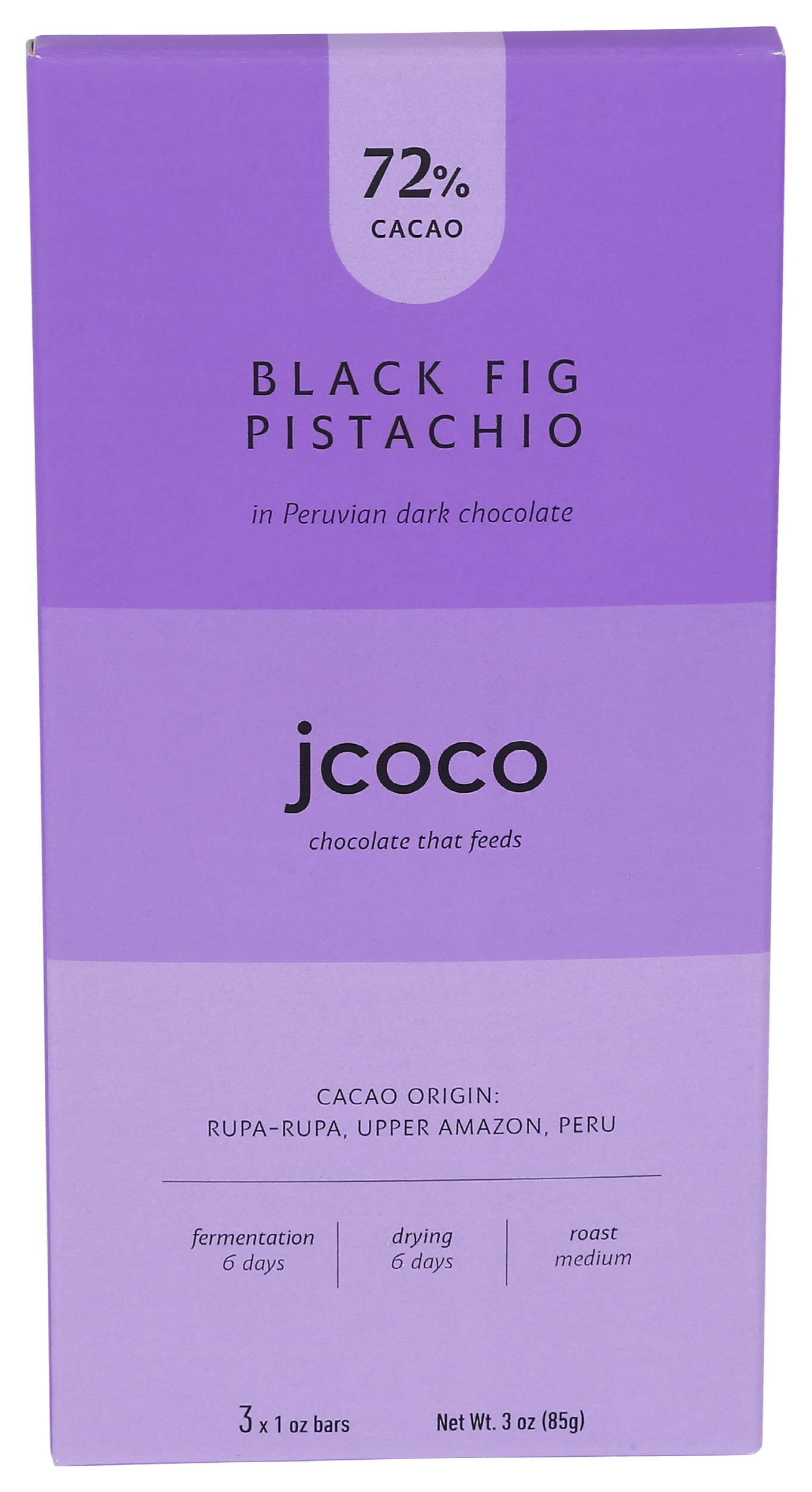 Jcoco Black Fig and Pistachio Dark Chocolate Bar, 3 OZ