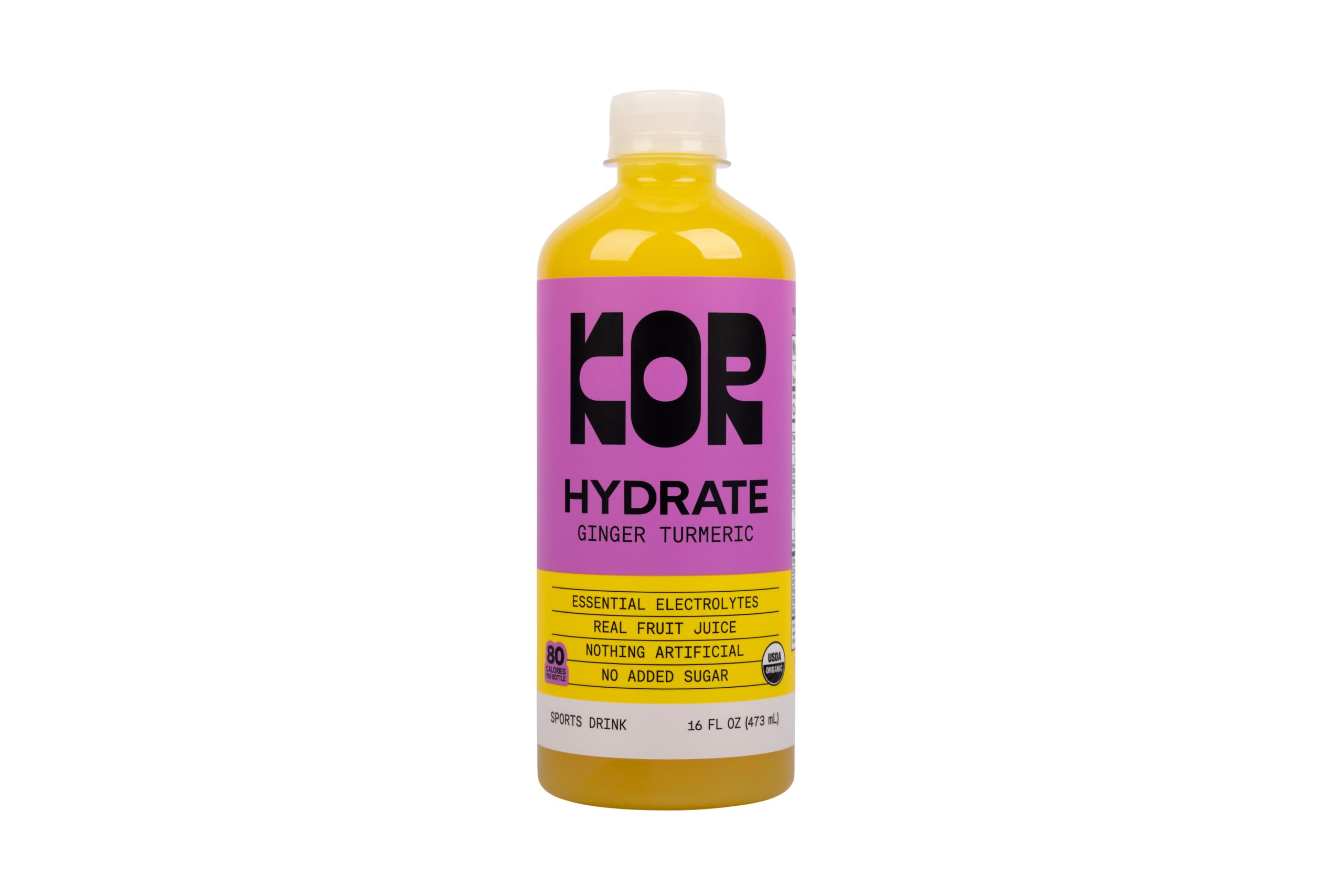 KOR Hydrate Real Fruit Juice Electrolyte Drink - Ginger Turmeric - No Sugar Added - No Artificial Flavors or Colors