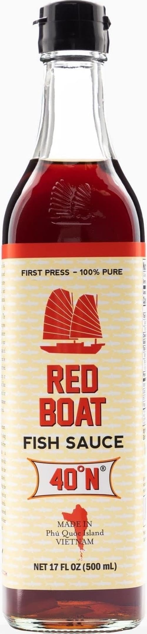 Red Boat Fish Sauce | Premium 40°N Fish Sauce made with just 2 ingredients in Vietnam | Keto, Paleo & Whole 30 | Gluten and Sugar free | 17 fl oz