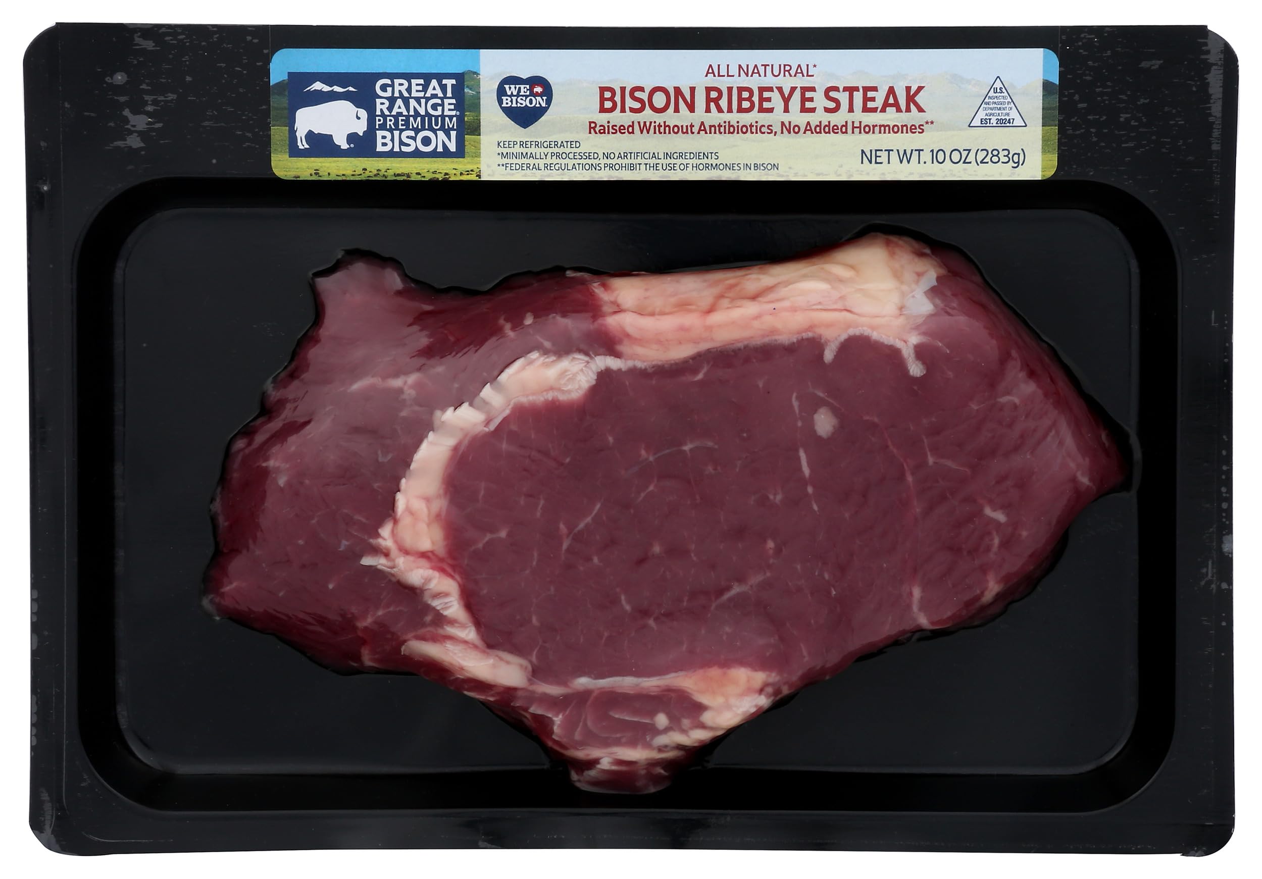 Great Range Bison Bison Ribeye Steak, 10 OZ