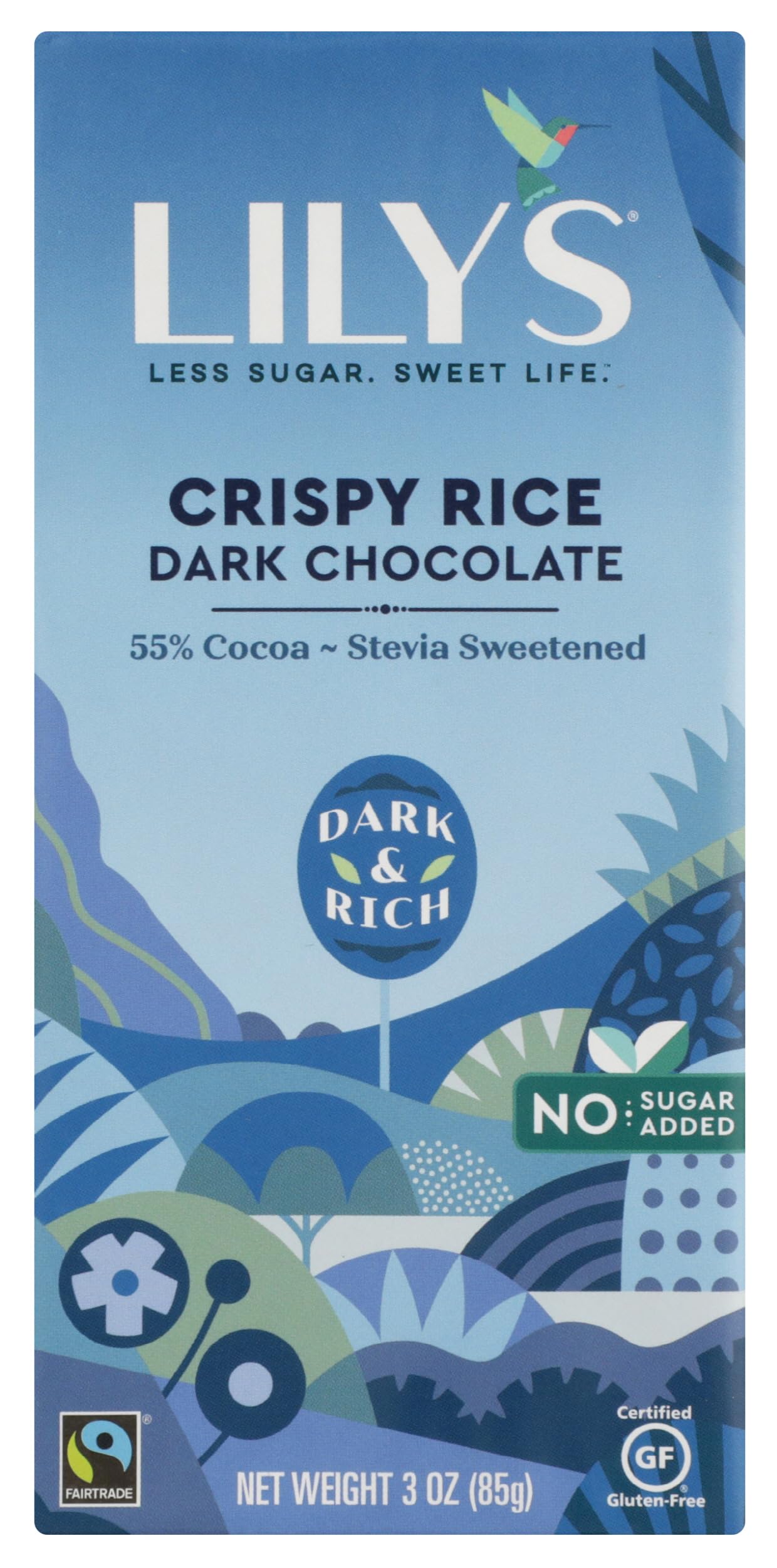 Lily's Sweets, Crispy Rice Dark Chocolate Bar, 3 Ounce