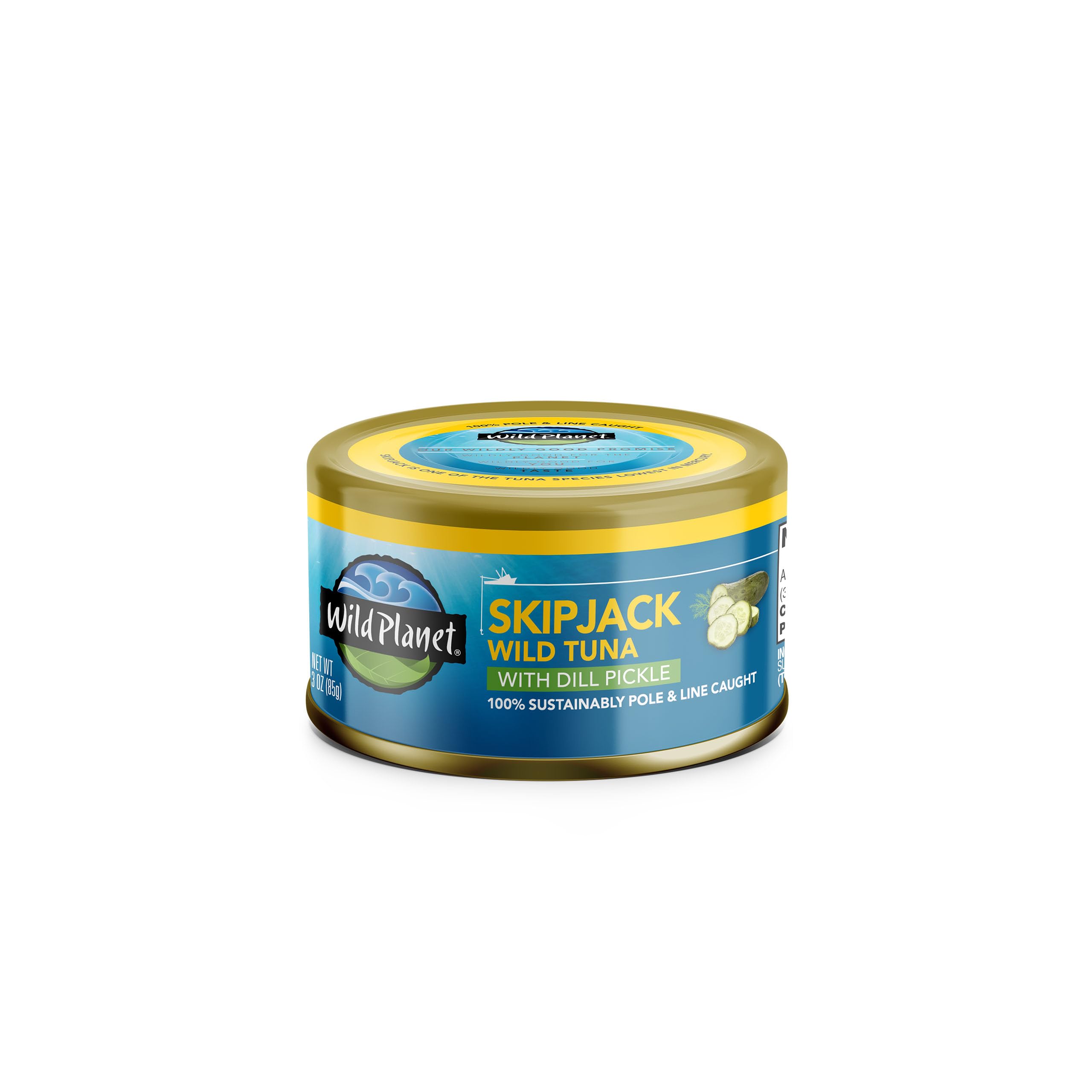 Wild Planet Wild Skipjack Tuna with Dill Pickles, 3 Oz Can, Pack of 1 | Sustainable Pole & Line Caught Canned Tuna. Non-GMO, Gluten Free, Kosher, Dairy Free, Keto & Paleo Friendly