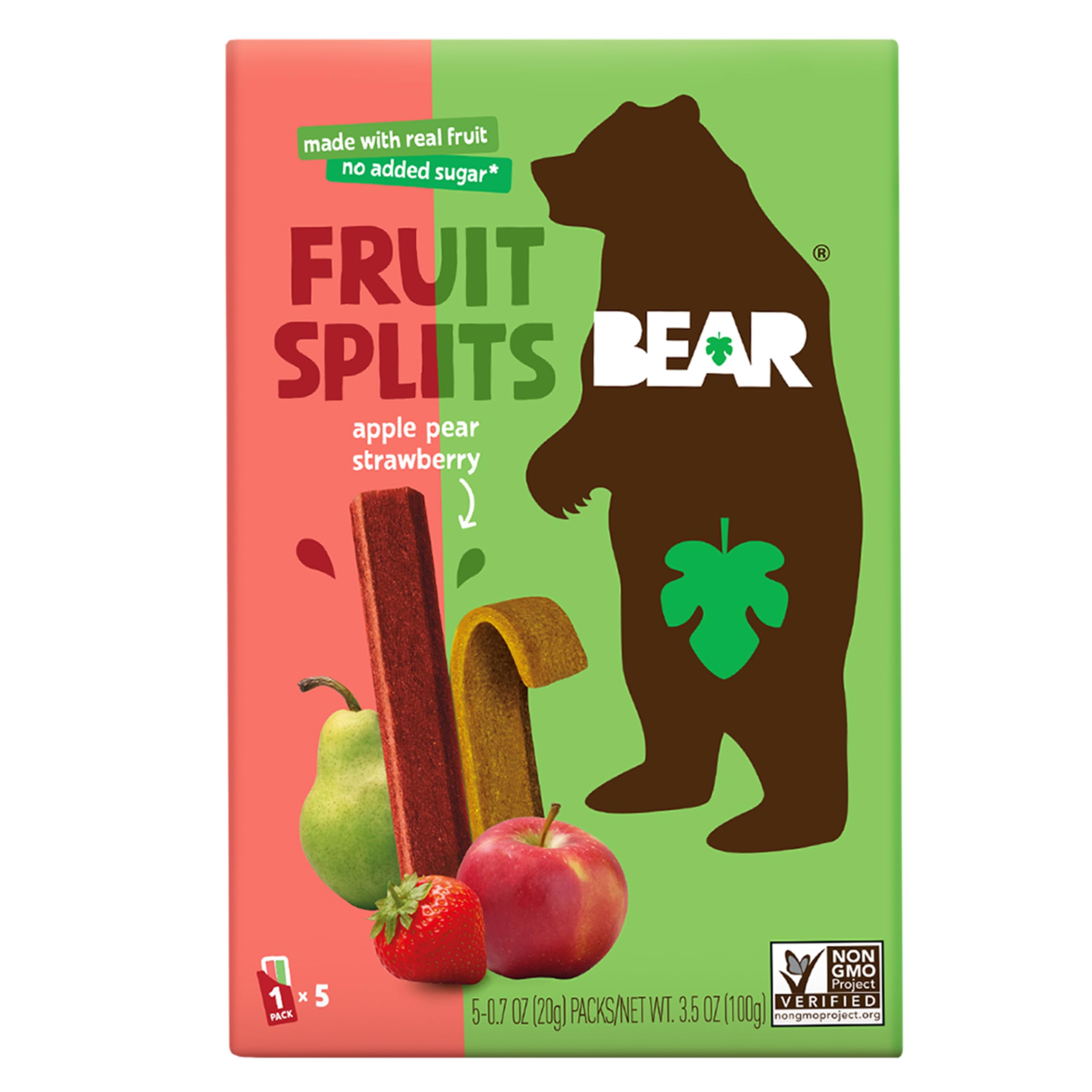 Bear, Fruit Splits Strawberry Apple, 3.5 Ounce
