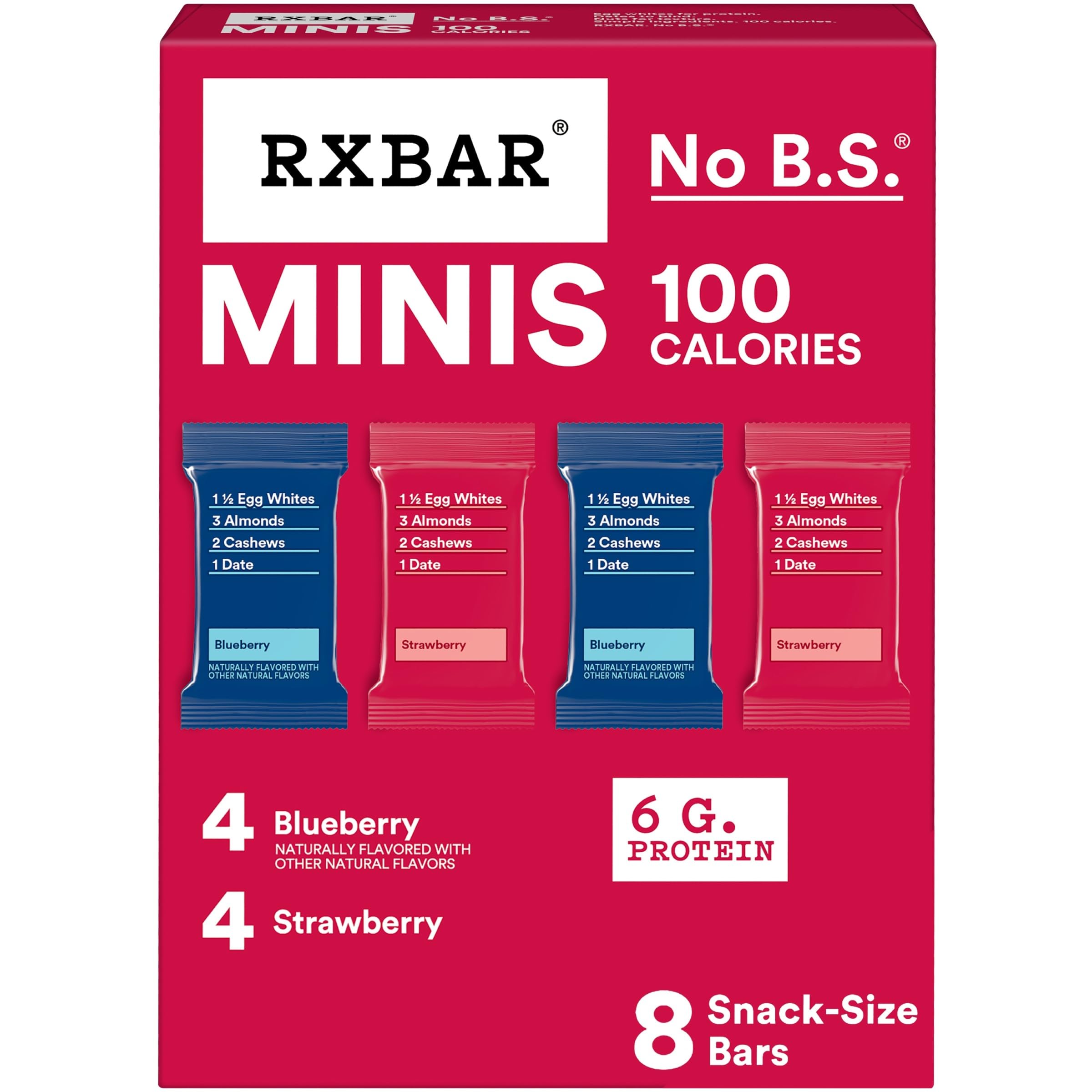 RXBAR Minis Protein Bars, Protein Snack Bars, Variety Pack, 7.3oz Box (8 Bars)