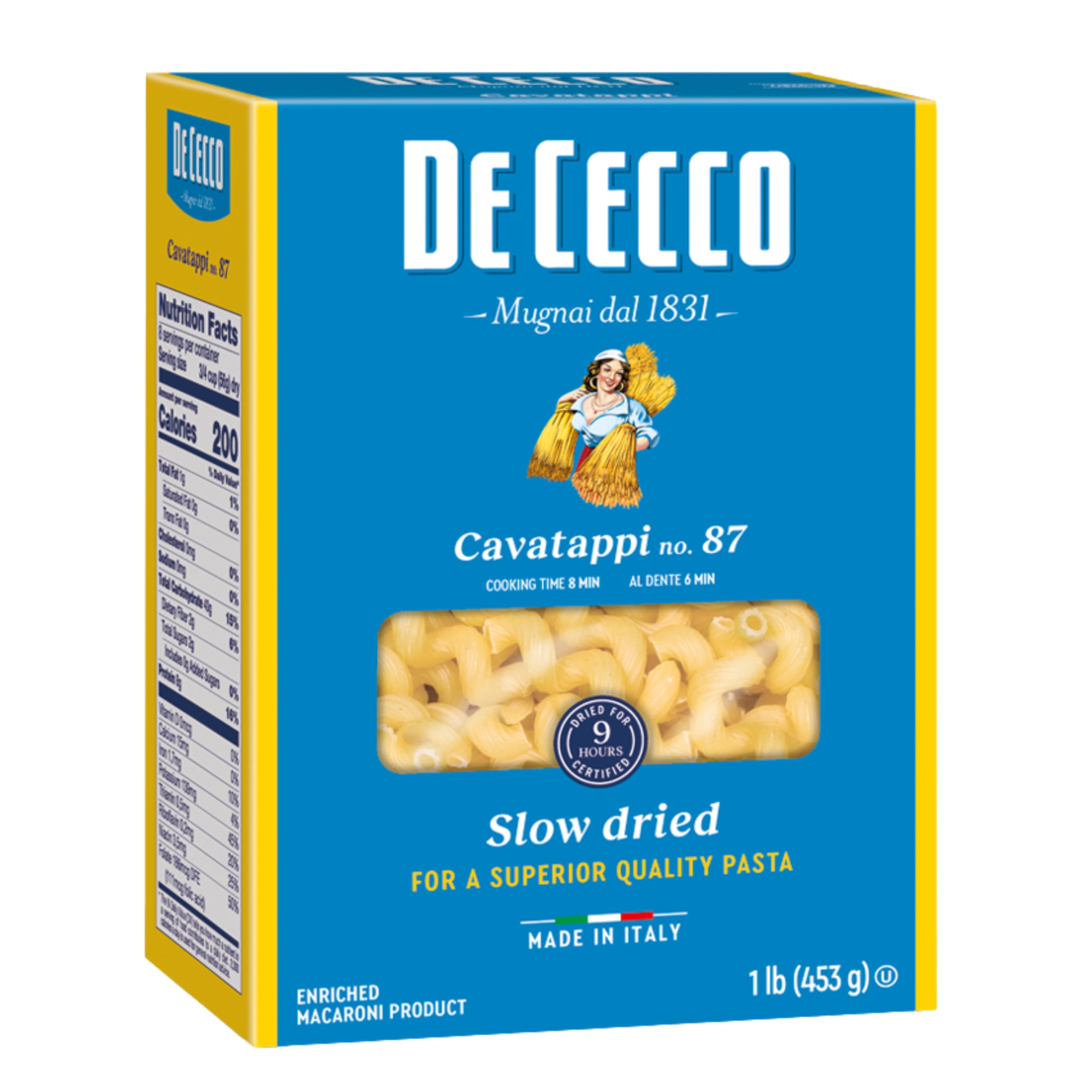 De Cecco Cavatappi No. 87 Pasta, 16 Oz | Authentic, Slow Dried, Made with Durum Wheat, Versatile Pasta for Sauces & Recipes, Made in Italy