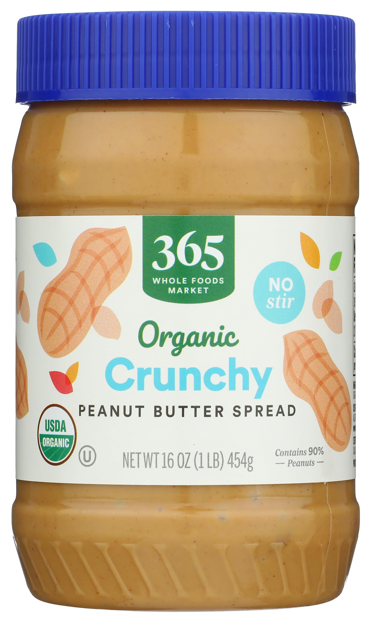 Organic Crunchy Peanut Butter Spread, No Stir, 16 Ounce