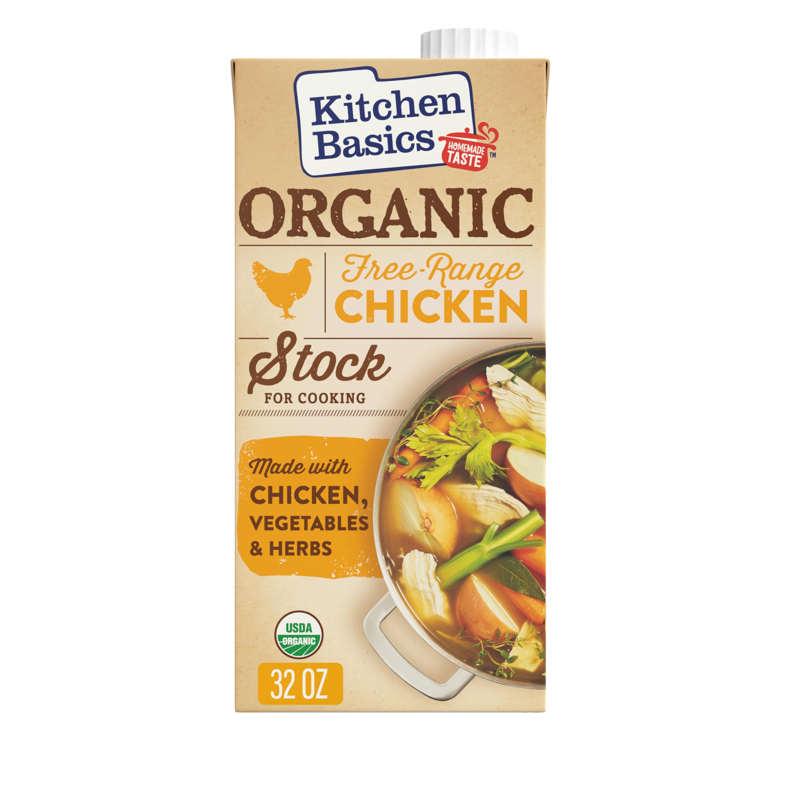 Kitchen Basics Organic Free Range Chicken Stock, 32 oz Carton