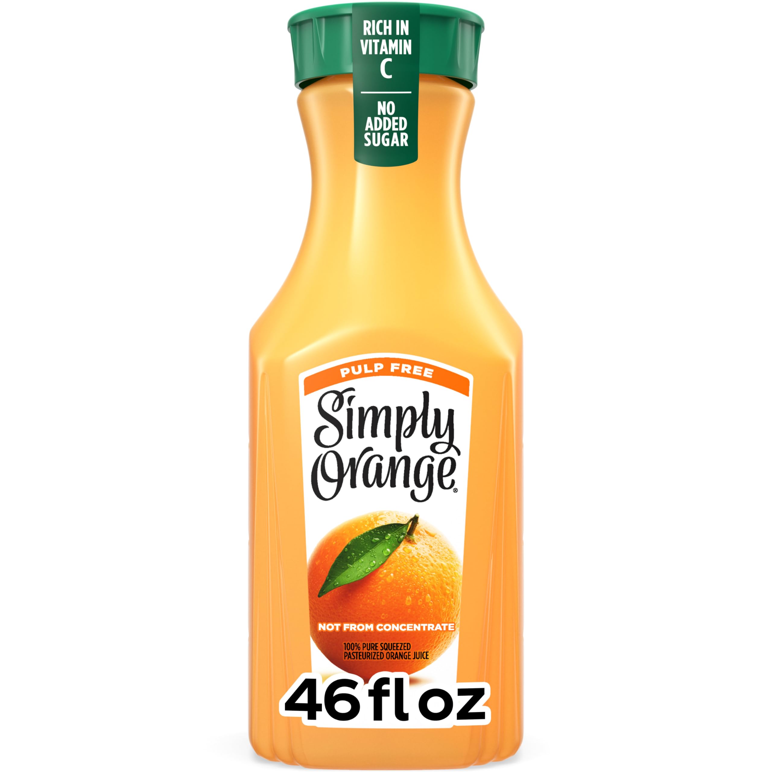 Simply Orange Pulp Free Orange Juice Bottle, 46 fl oz