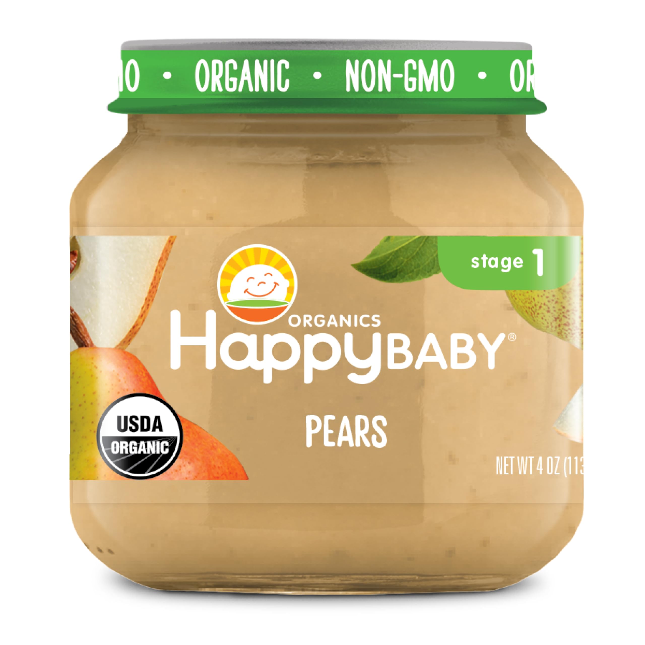 HAPPY BABY Organic Stage 1 Pears, 4 OZ