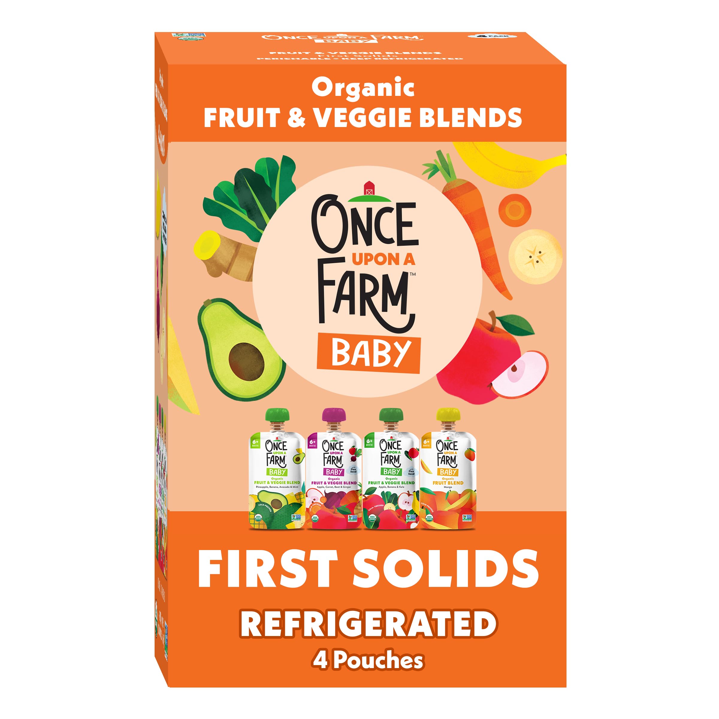 Once Upon a Farm Variety Pack Organic Baby Food, 4ct/3.2oz