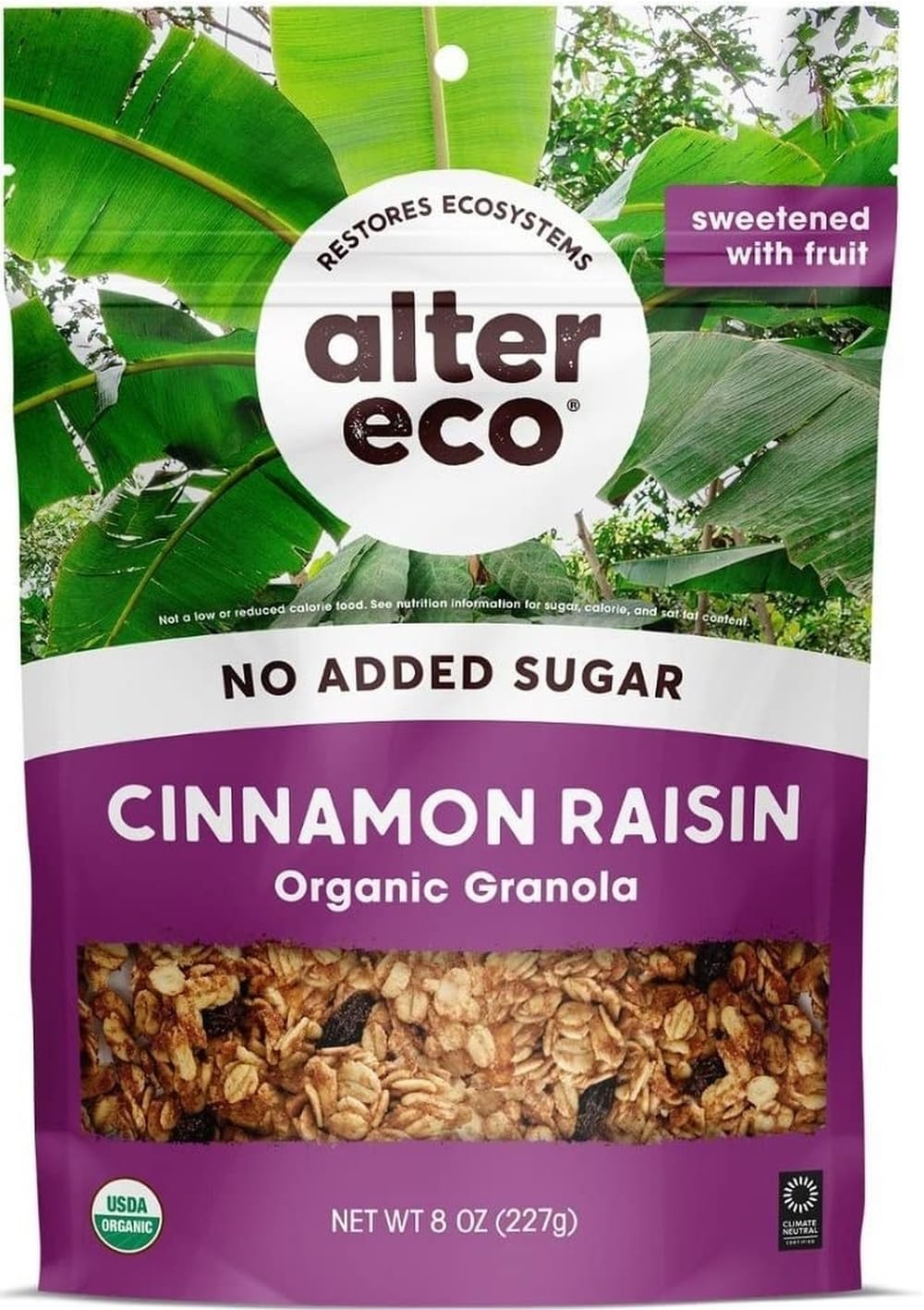 Alter Eco Cinnamon Raisin Granola, Healthy, Organic Breakfast & Snack, Naturally Sweetened with Fruit, Vegan, No Artificial Sugars or Additives, Regeneratively-Farmed Oats (Cinnammon Raisin - 1 Pack)