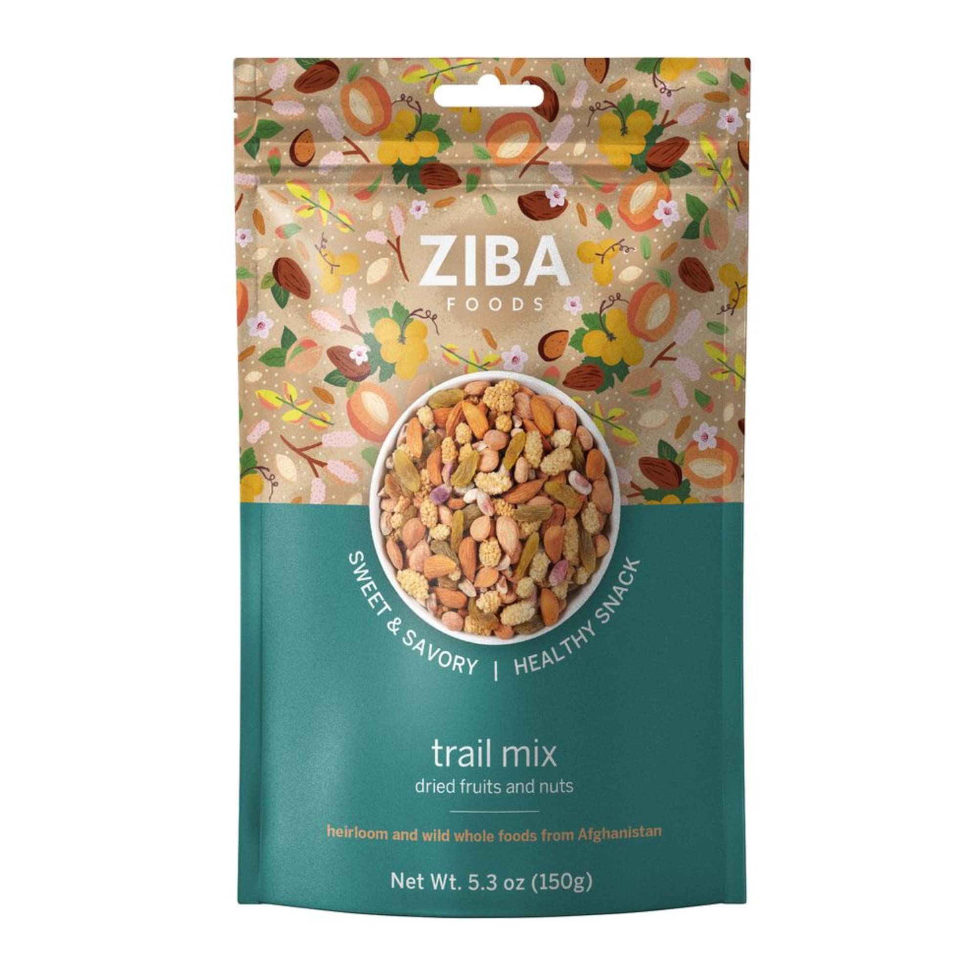 Ziba Trail Mix, Snack Mix with Dried Fruit and Nuts, Sweet and Salty 5.3oz | No Added Oil or Sugar Trail Mix, Healthy Snack Nuts from Afghanistan, Non-GMO, Gluten-Free, Vegan, High Protein Snack