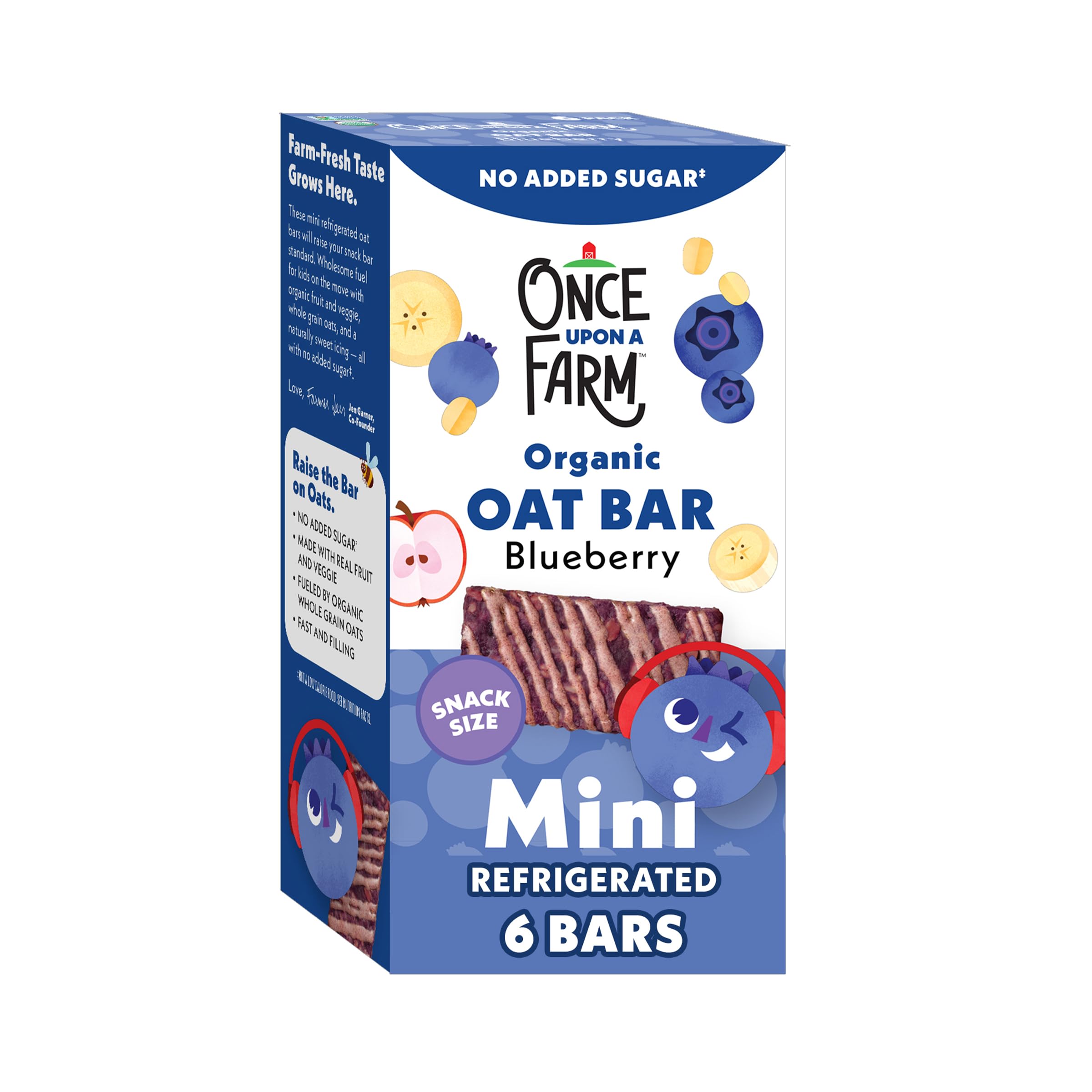Once Upon a Farm Organic MINI Blueberry Refrigerated Oat Kids' Bar Multipack, 6-0.78 oz (22g) Bars