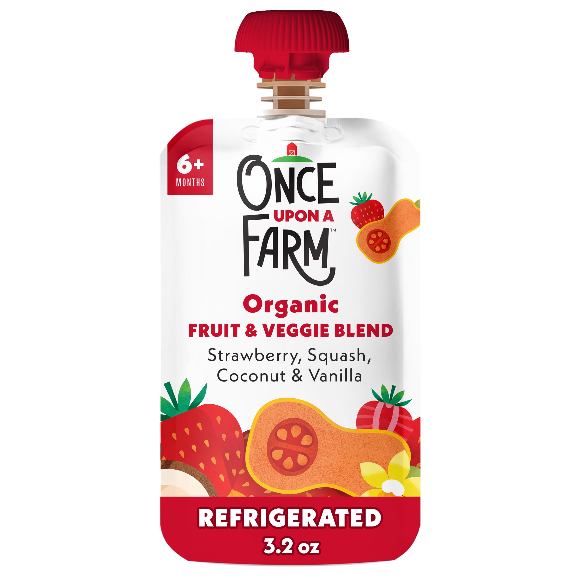 ONCE UPON A FARM Organic Strawberry, Squash & Coconut Baby Blend Sgl, 3.2 OZ