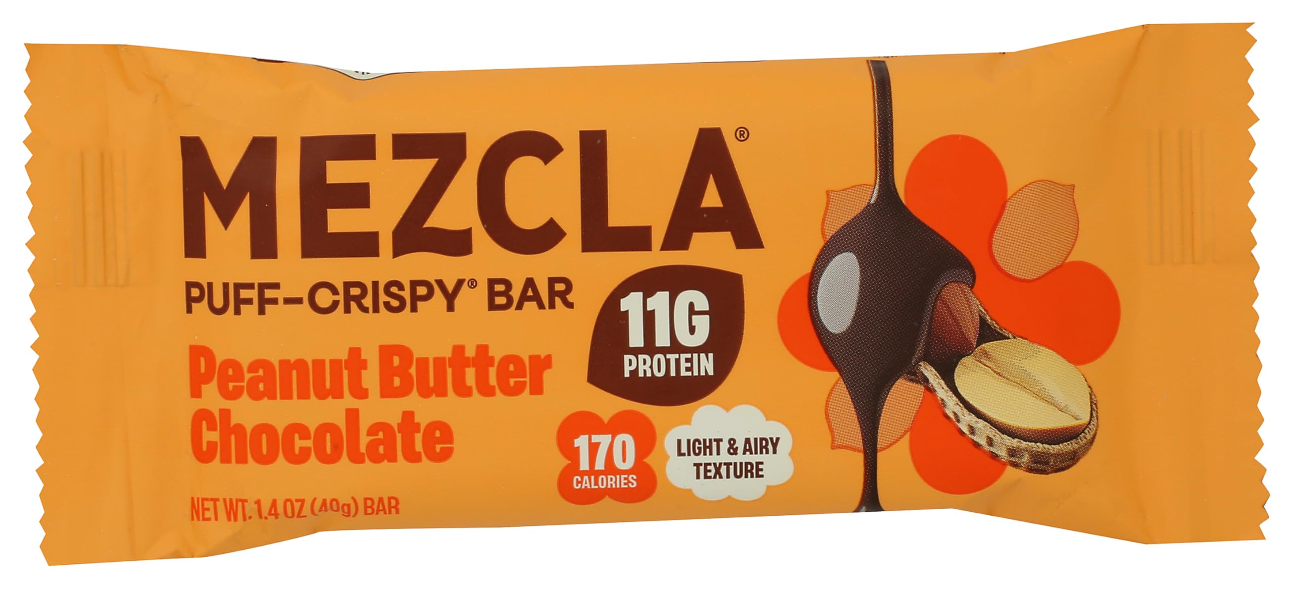 Mezcla Puff Crispy Protein Bars, Gluten Free & Vegan Protein Bars, 10g Protein, Alt for Crispy Rice Treat, Granola Bars & Breakfast Bars, Healthy Snacks for Adults, Peanut Butter Chocolate, 1 Count