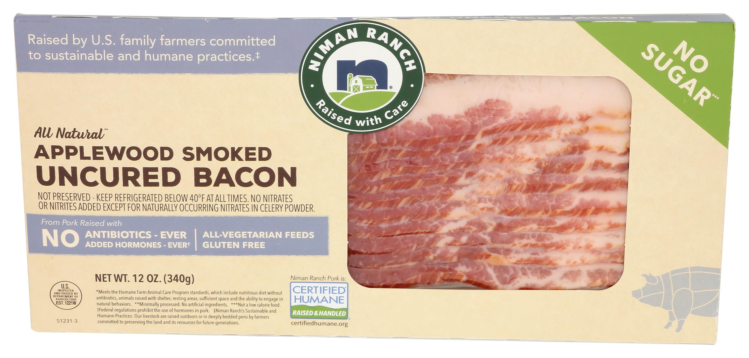 Applewood Smoked Uncured Bacon, 12 oz