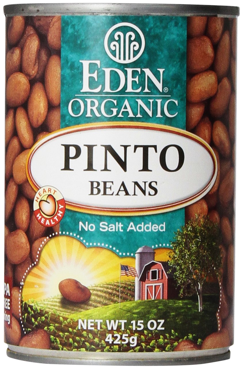 Eden Organic Pinto Beans, 15 oz Can, No Salt, Non-GMO, Gluten Free, Vegan, Kosher, U.S. Grown, Heat and Serve, Macrobiotic, Frijol Pinto