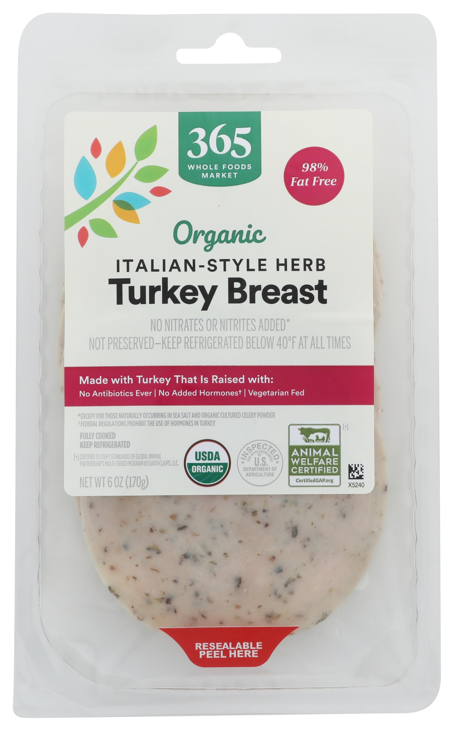 365 by Whole Foods Market Organic Sliced Italian Style Herb Turkey, 6 OZ