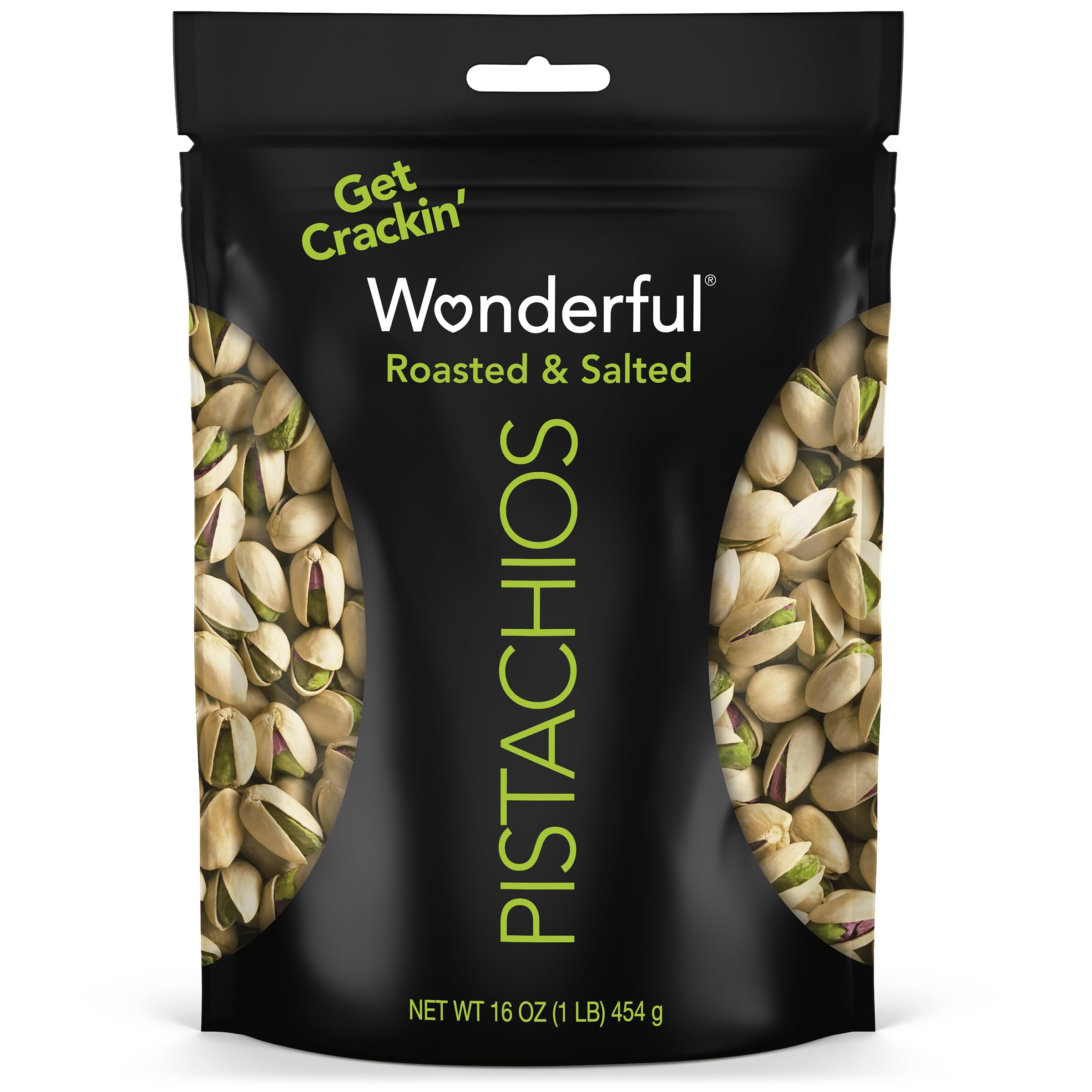Wonderful Pistachios In Shell, Roasted & Salted Nuts, 16 Oz Resealable Bag | Protein Snacks, Gluten Free, Healthy School & Lunch Snacks, Adult Snacks, Pantry Staples, Vegan Snack Packs