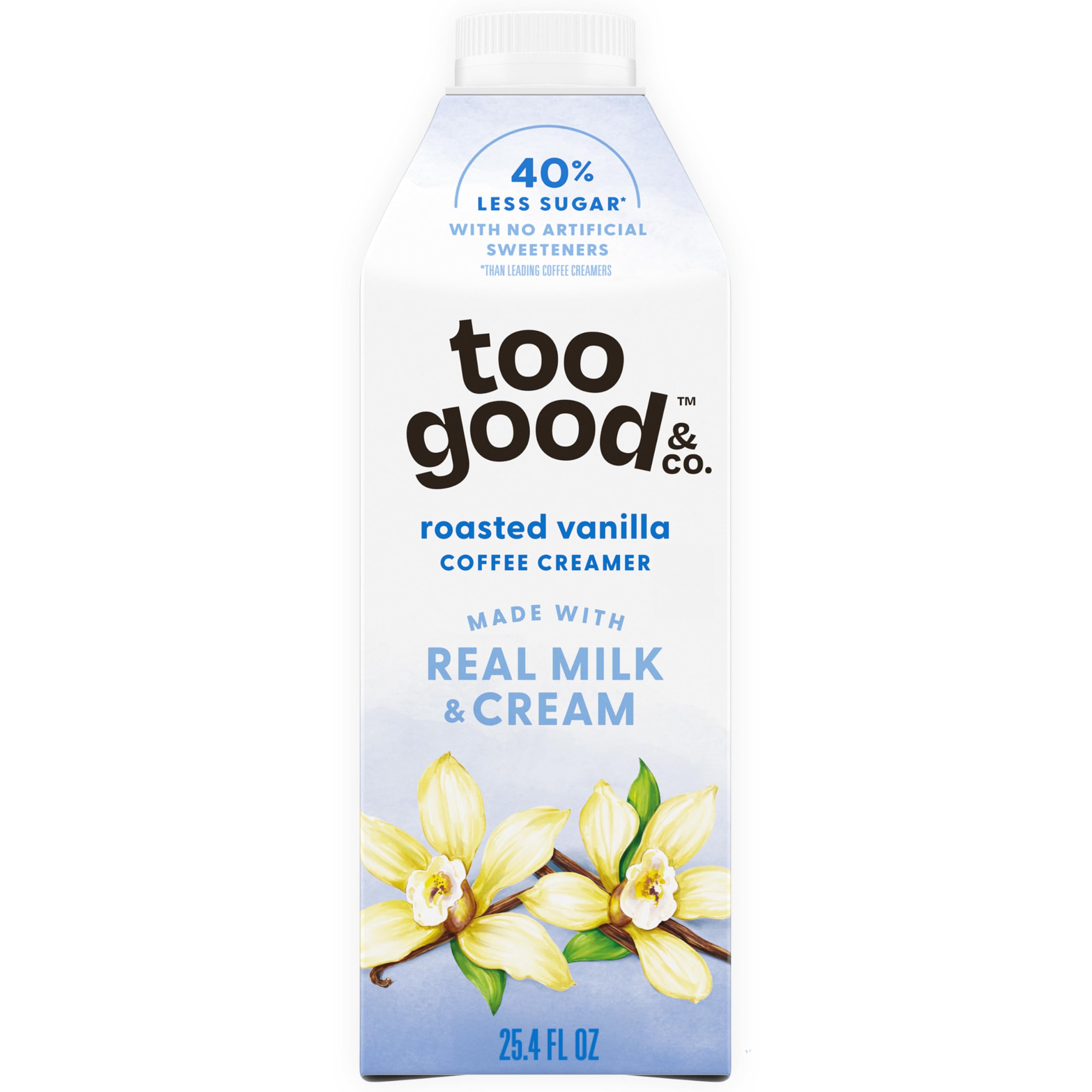 Too Good & Co. Roasted Vanilla Coffee Creamer, Flavored Creamer Made with Real Milk and Cream, Tastes Great in Iced Coffee and Cold Brew, 25.4 fl oz