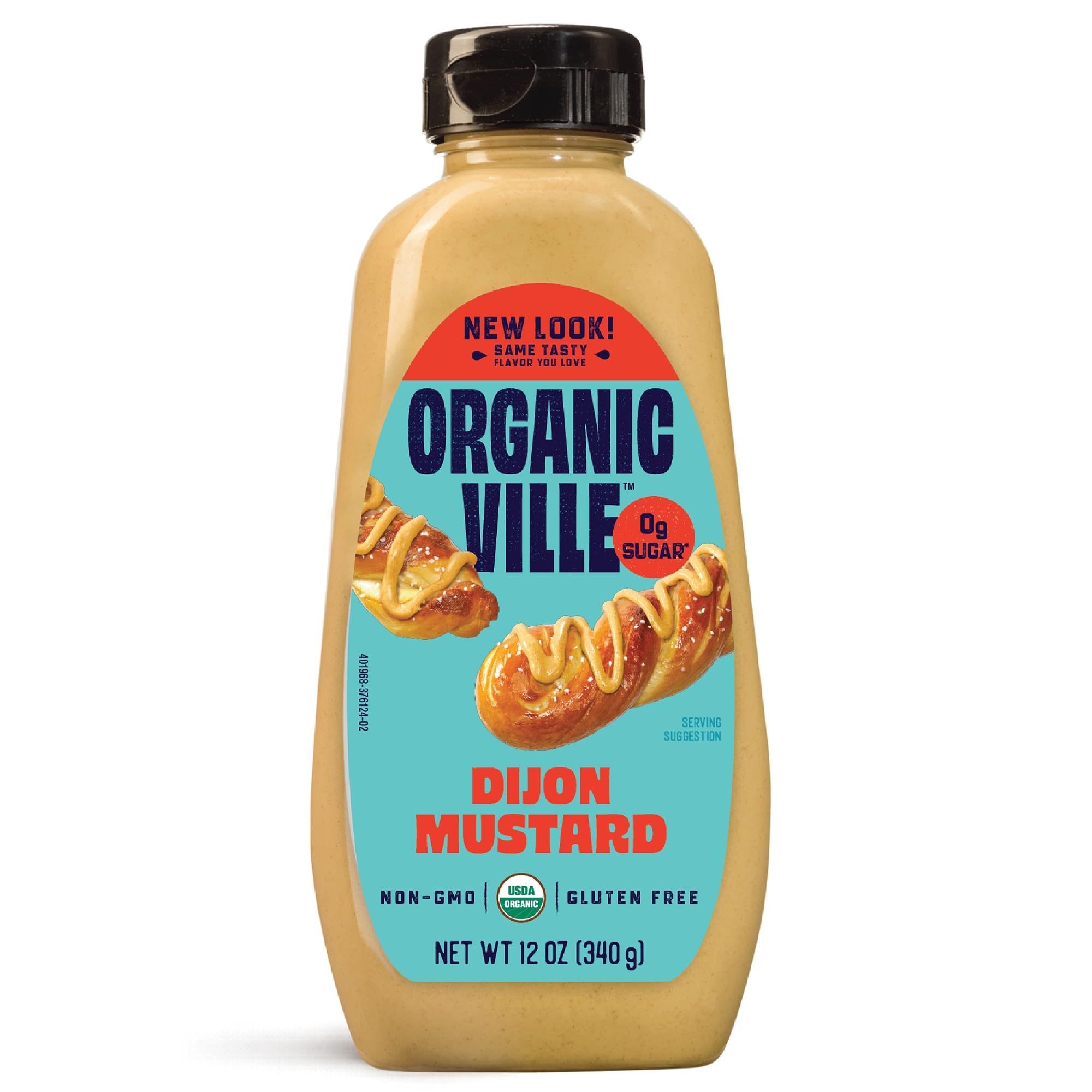 Organicville Dijon Mustard - Mustard Dijon Organic, Dijion Mustard, Vegan, Gluten Free, Paleo, Whole 30, USDA Organic, Non-GMO, Keto Mustard, Dijon Mustard Gluten Free - 12 Oz