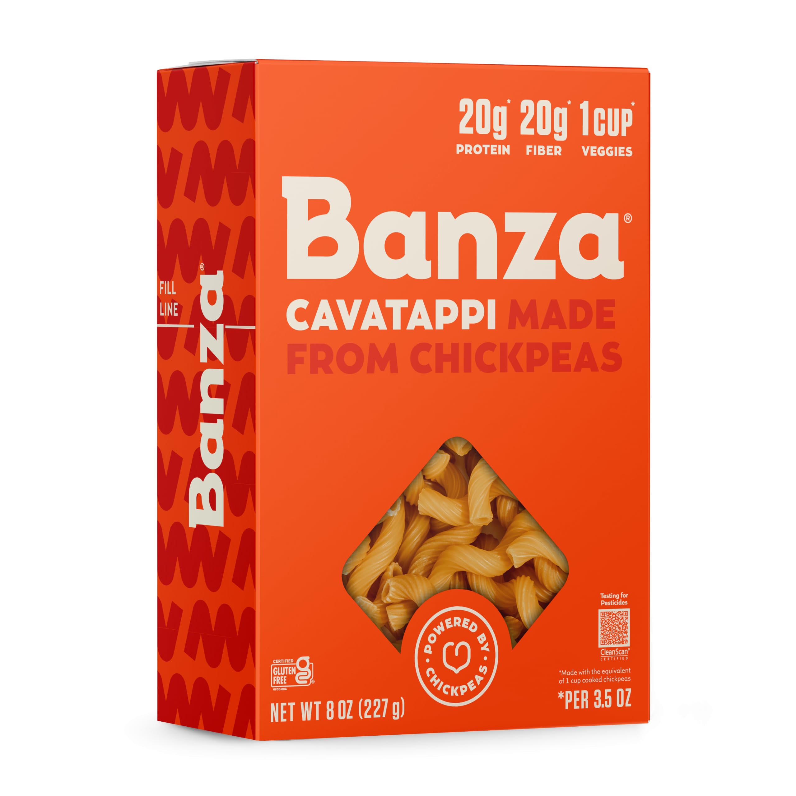 Banza Gluten Free Cavatappi Pasta from Chickpeas - 8 oz Box | High Protein Pasta with 20g per Serving - No-Compromises Taste & Texture