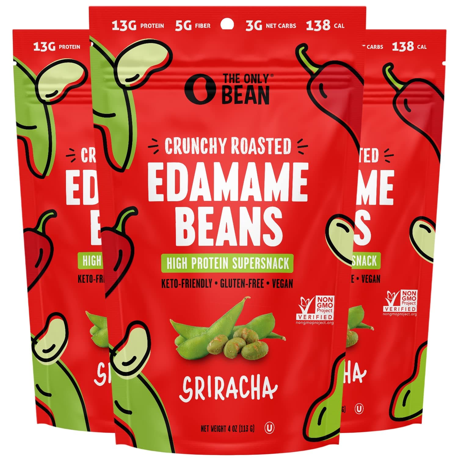 The Only Bean Crunchy Roasted Edamame Snack (Sriracha)