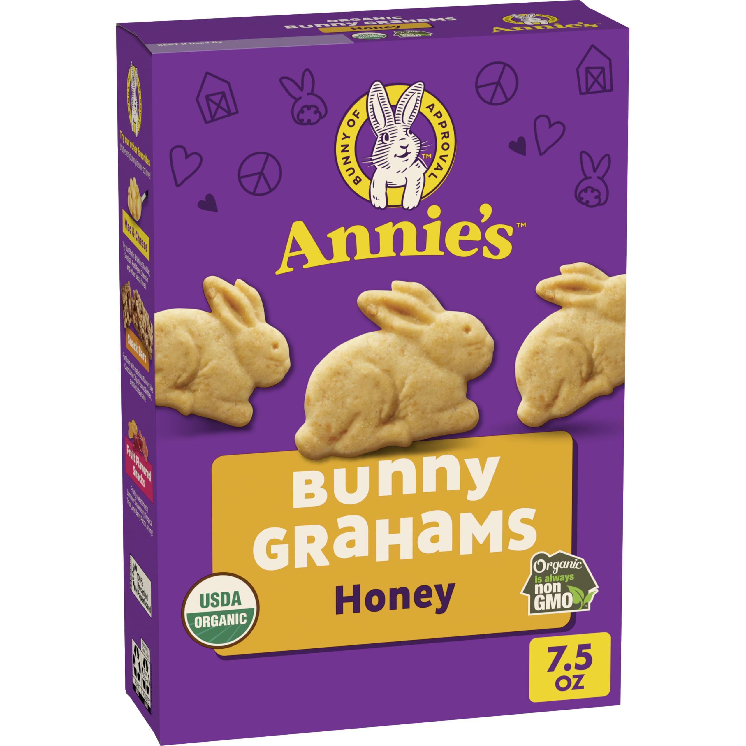 Annie's Organic Honey Bunny Grahams Snack Crackers, 7.5 oz | Certified Organic, Non-GMO, Bunny-Shaped Graham Crackers, No Artificial Flavors or Synthetic Colors