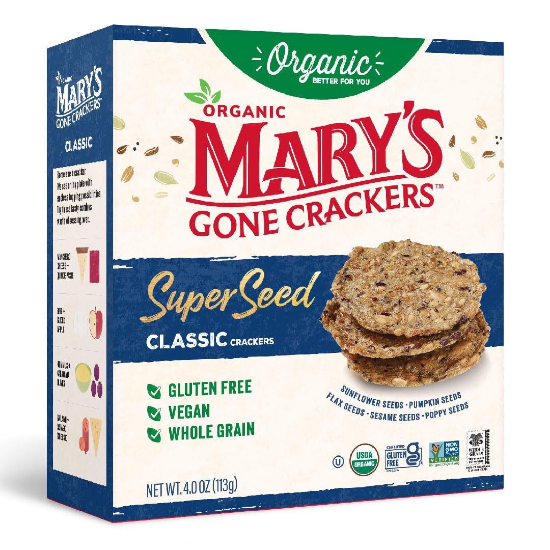 Mary's Gone Crackers Super Seed Crackers, Classic, 4 Ounce (Pack of 1), Organic Plant Based Protein, Gluten Free