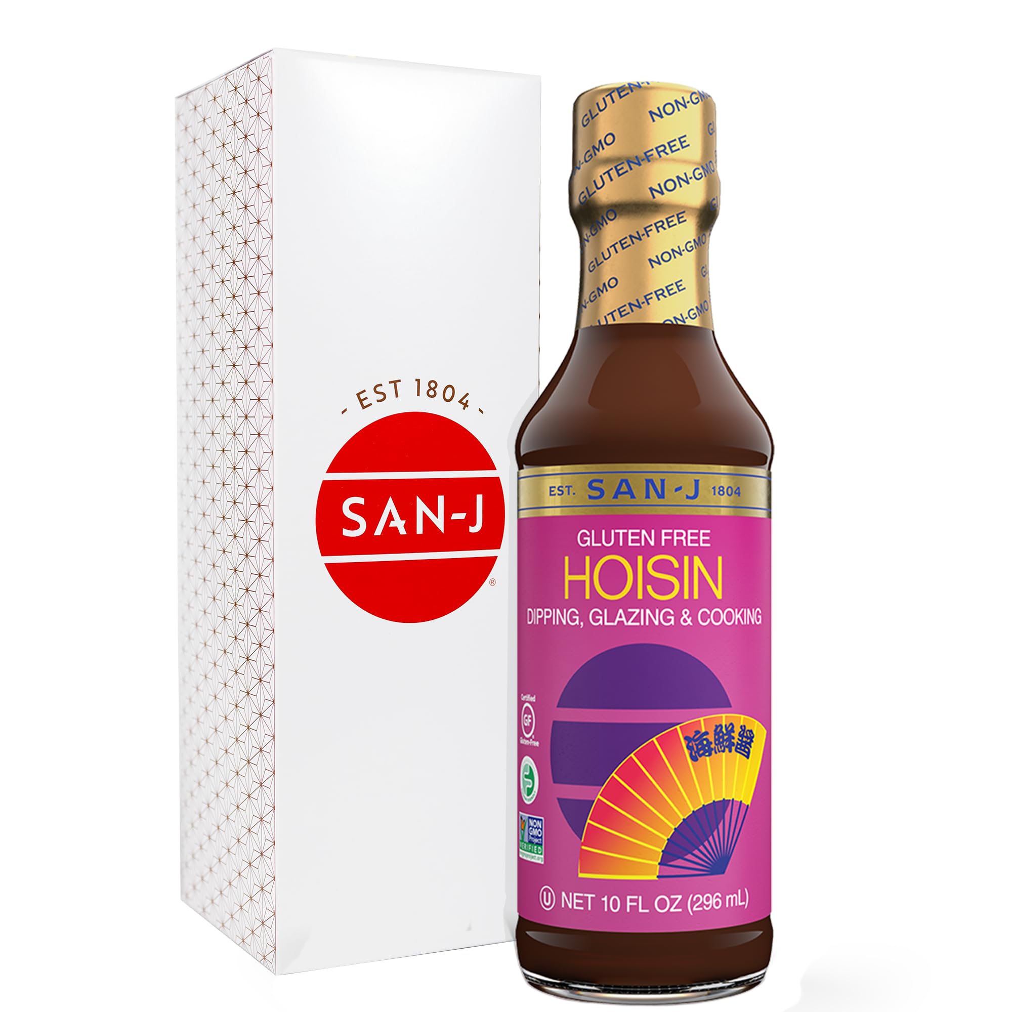 San-J - Gluten Free Hoisin Sauce - Traditional and Tasty Cooking Sauce - Specially Brewed - 10 oz. Bottle