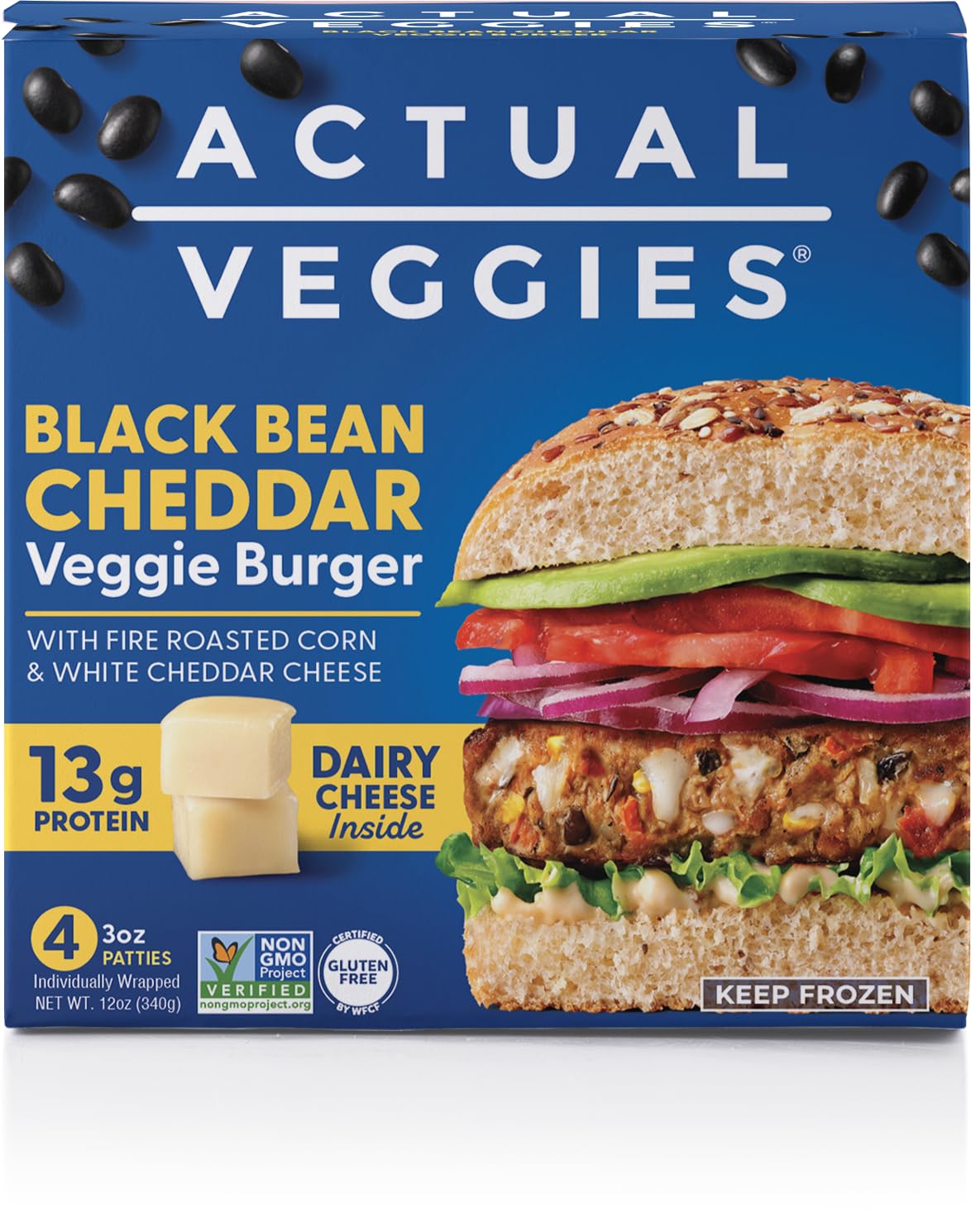 Actual Veggies Black Bean Cheddar Veggie Burger, 12 Oz