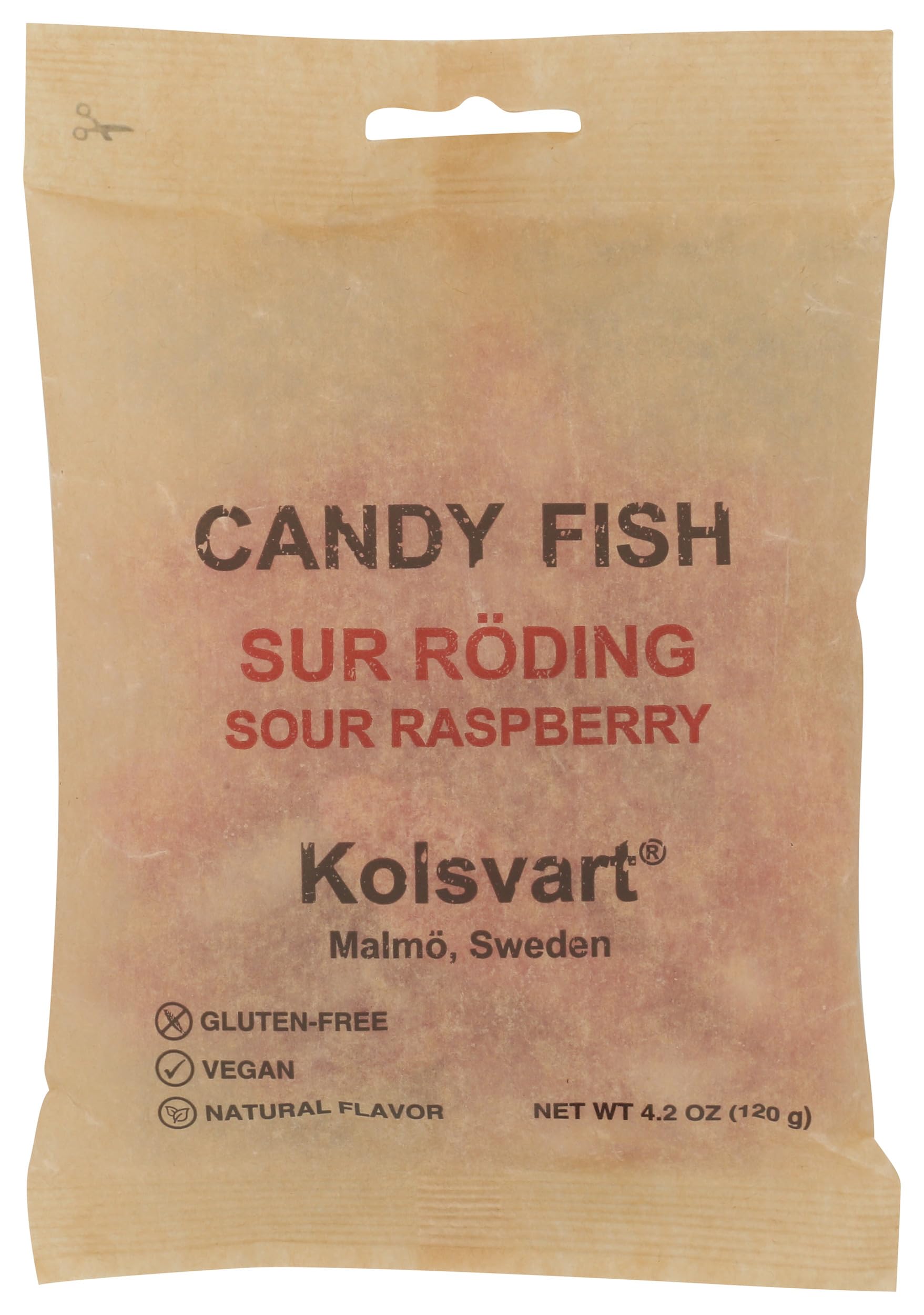 KOLSVART Swedish Candy, Roding, Sour Raspberry 4.2 oz | Classic Scandinavian Gummy, Sour Raspberry