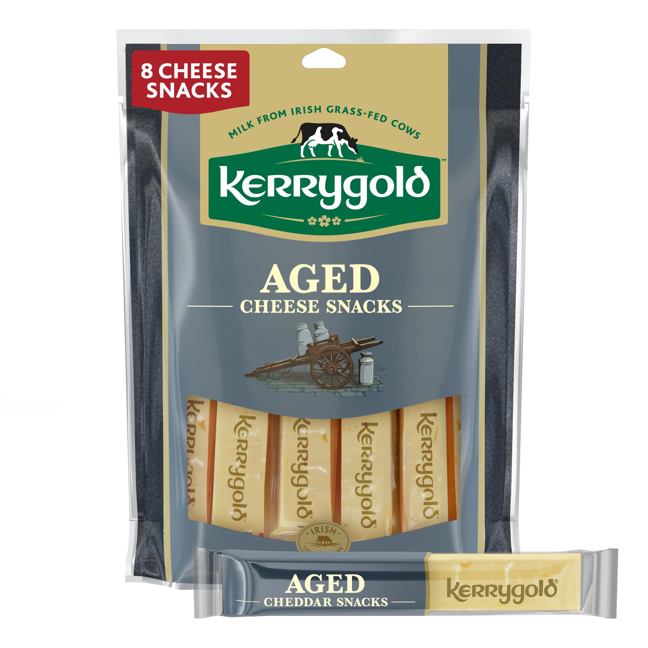 Kerrygold Grass-fed Aged Irish Cheddar Cheese Sticks, 6 OZ