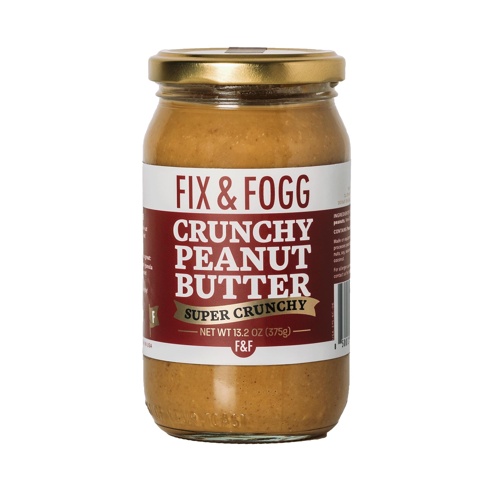 Fix & Fogg Super Crunchy Peanut Butter — New Zealand Made – 13.2 oz, 1 Pack | Natural Peanut Butter Spread, No Added Sugar, Palm Oil Free, Non-GMO, Vegan, Keto & Paleo
