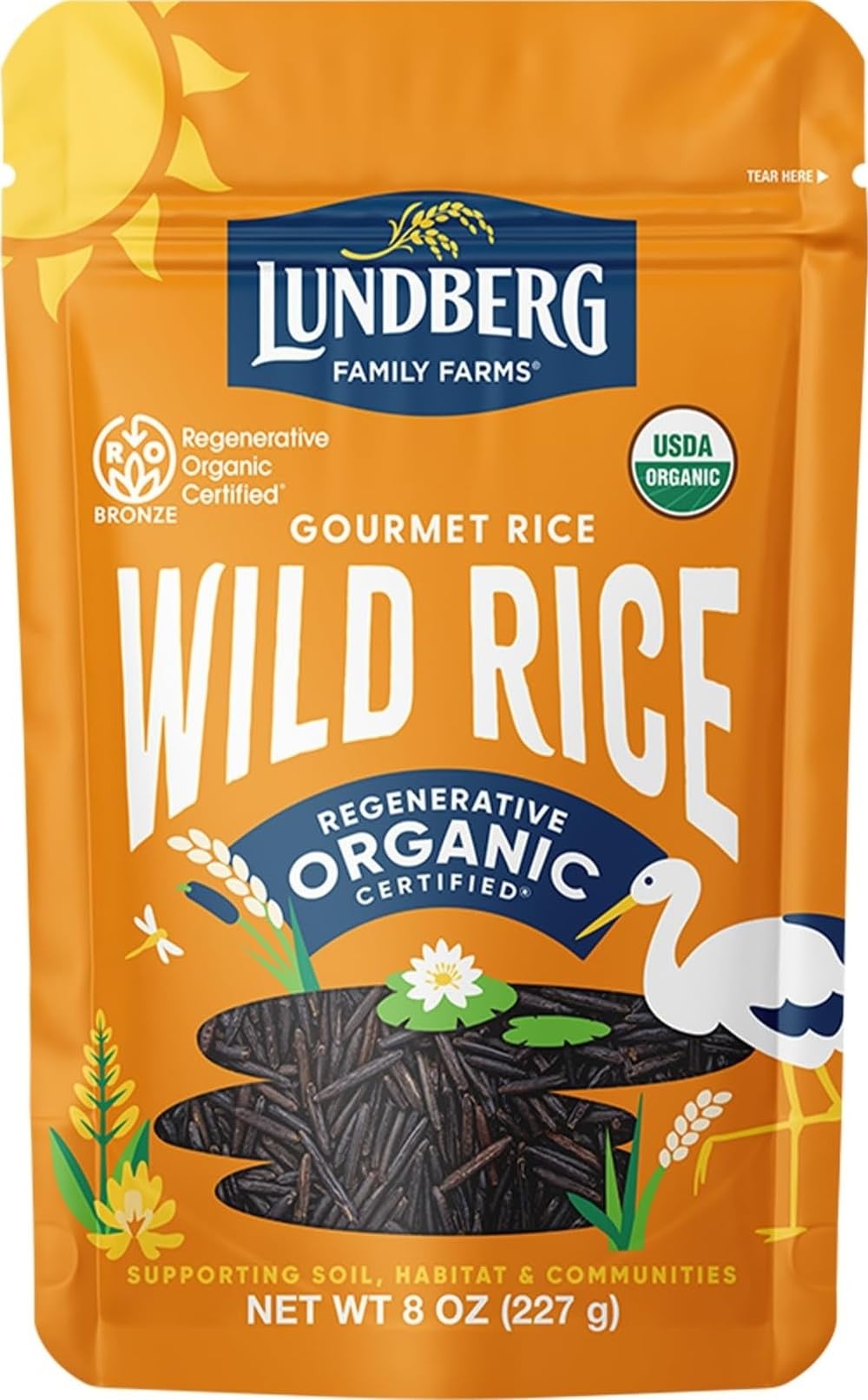 Lundberg Wild Rice, Regenerative Organic Certified – 100% Natural California Cultivated Wild Black Rice, 8 Oz