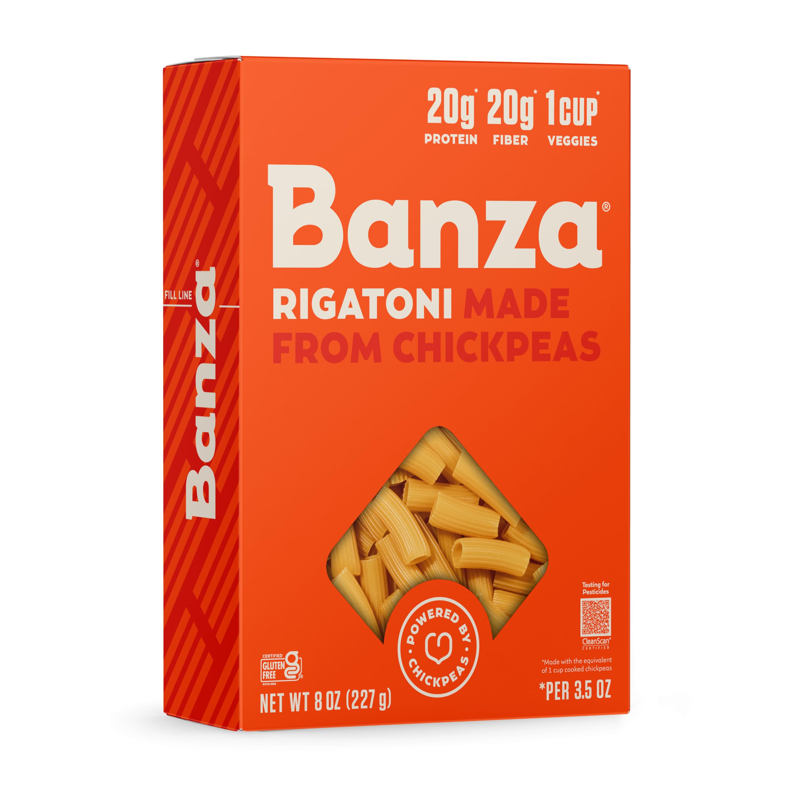Banza Chickpea Pasta, Rigatoni | Gluten Free Healthy Pasta, High Protein, Lower Carb and Non-GMO - (Pack of 6)