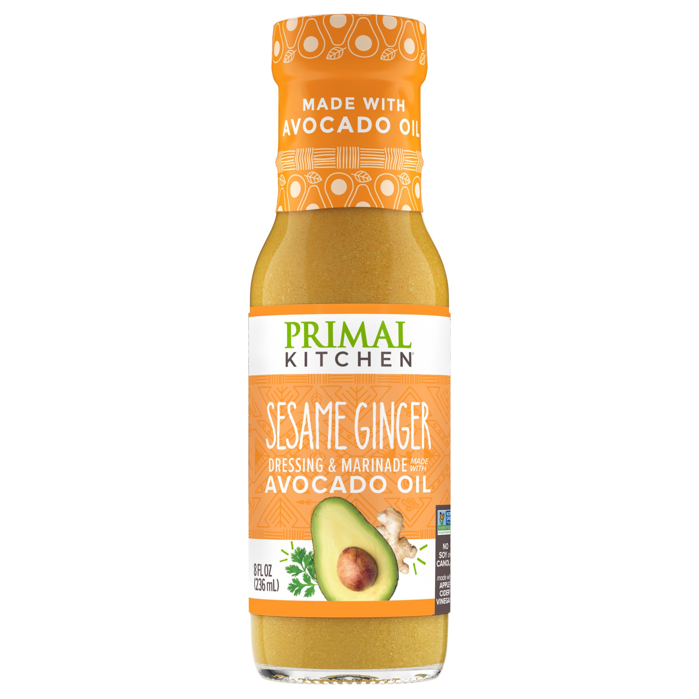 Primal Kitchen Sesame Ginger Vinaigrette & Marinade Salad Dressing made with Avocado Oil, Paleo Friendly & Keto Certified, 8 Fluid Ounces