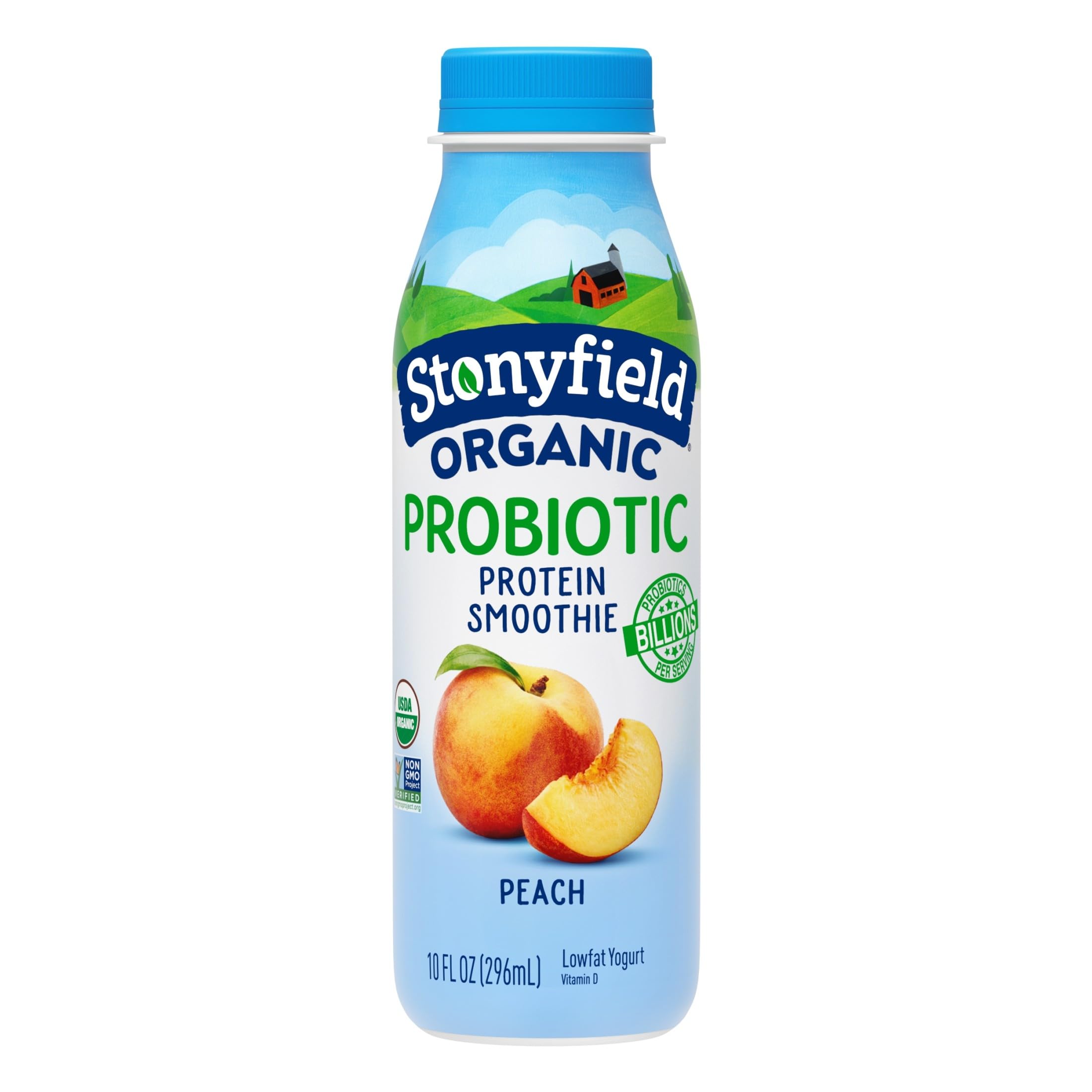 Stonyfield Organic Probiotic Yogurt Protein Smoothie, Peach, 10 fl. oz
