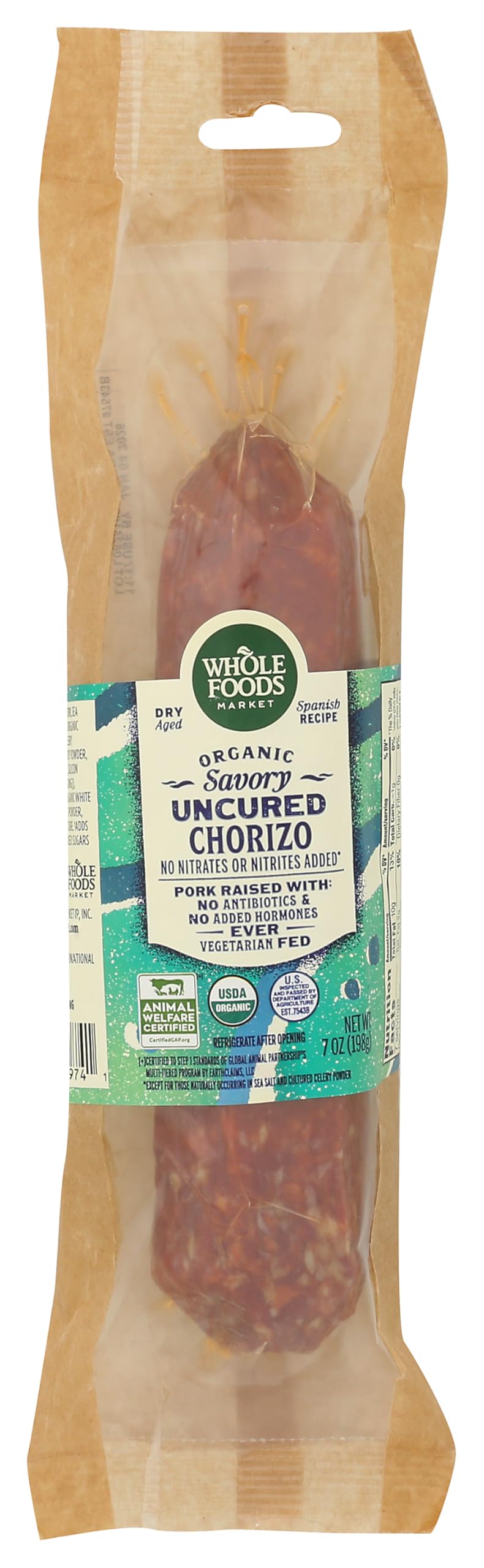 Whole Foods Market Organic Chorizo Salami Chub, 7 OZ