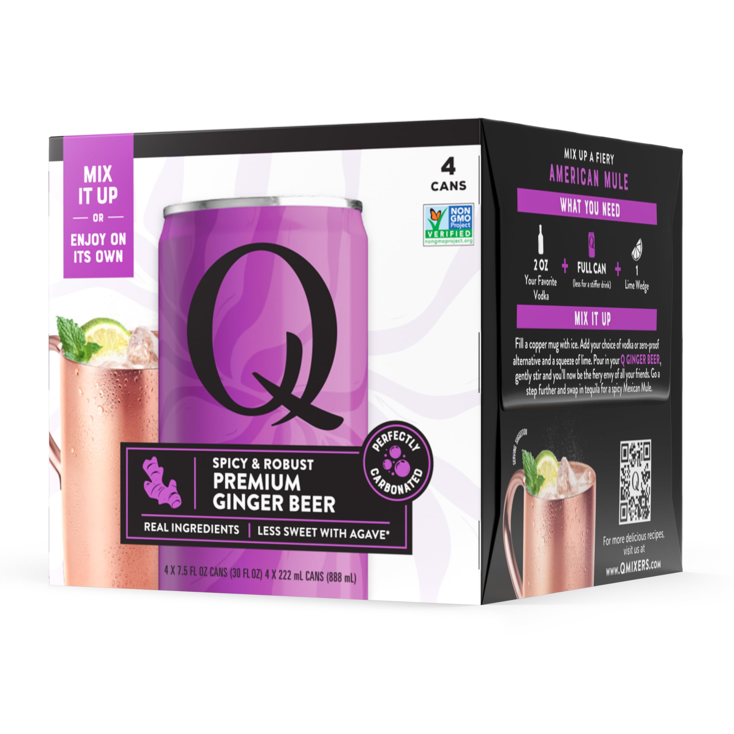 Q Mixers, Soda Ginger Beer, 7.5 Fl Oz Cans, 4 Pack