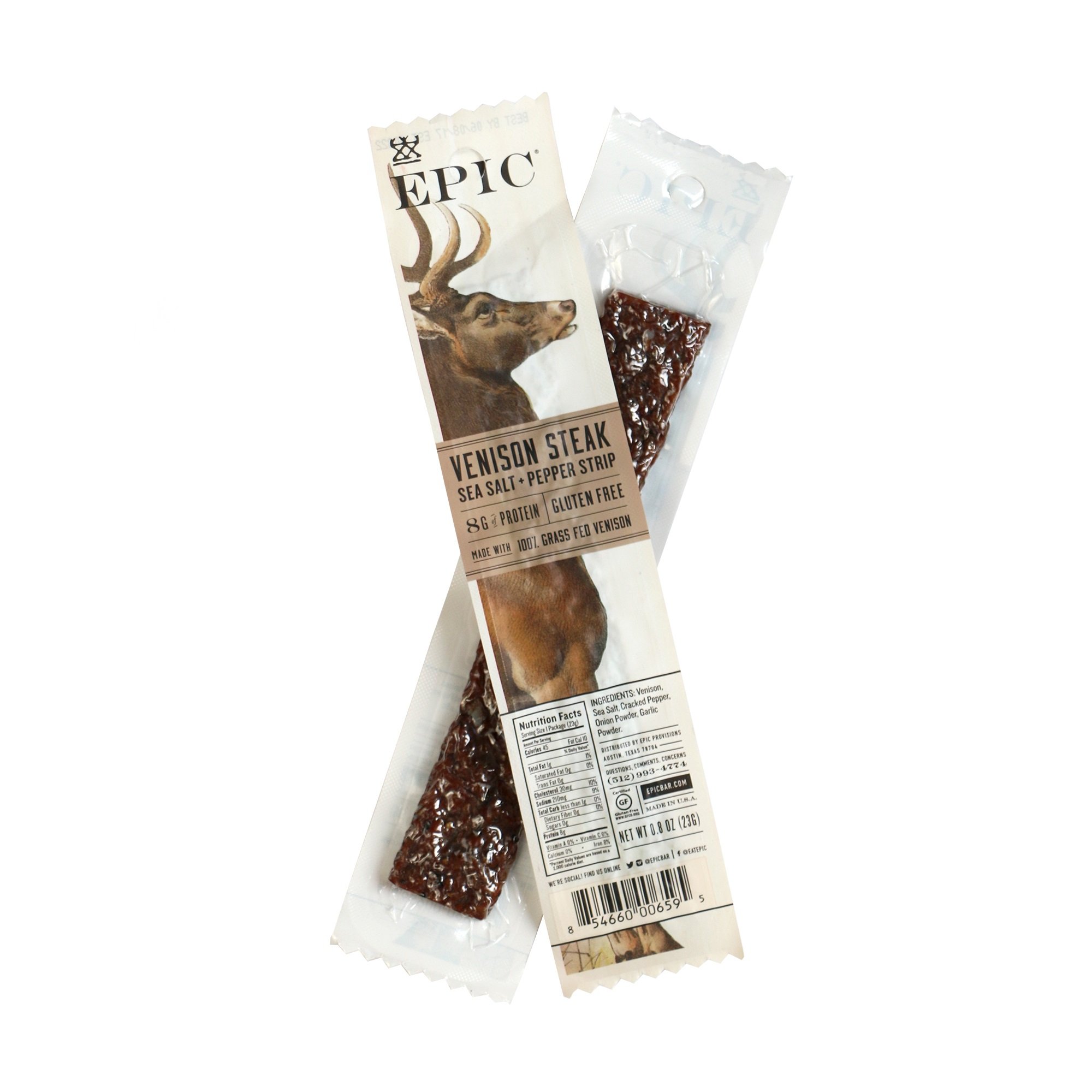 Epic Snack Strips, Venison Sea Salt & Pepper, 0.8 oz. (1 Count)