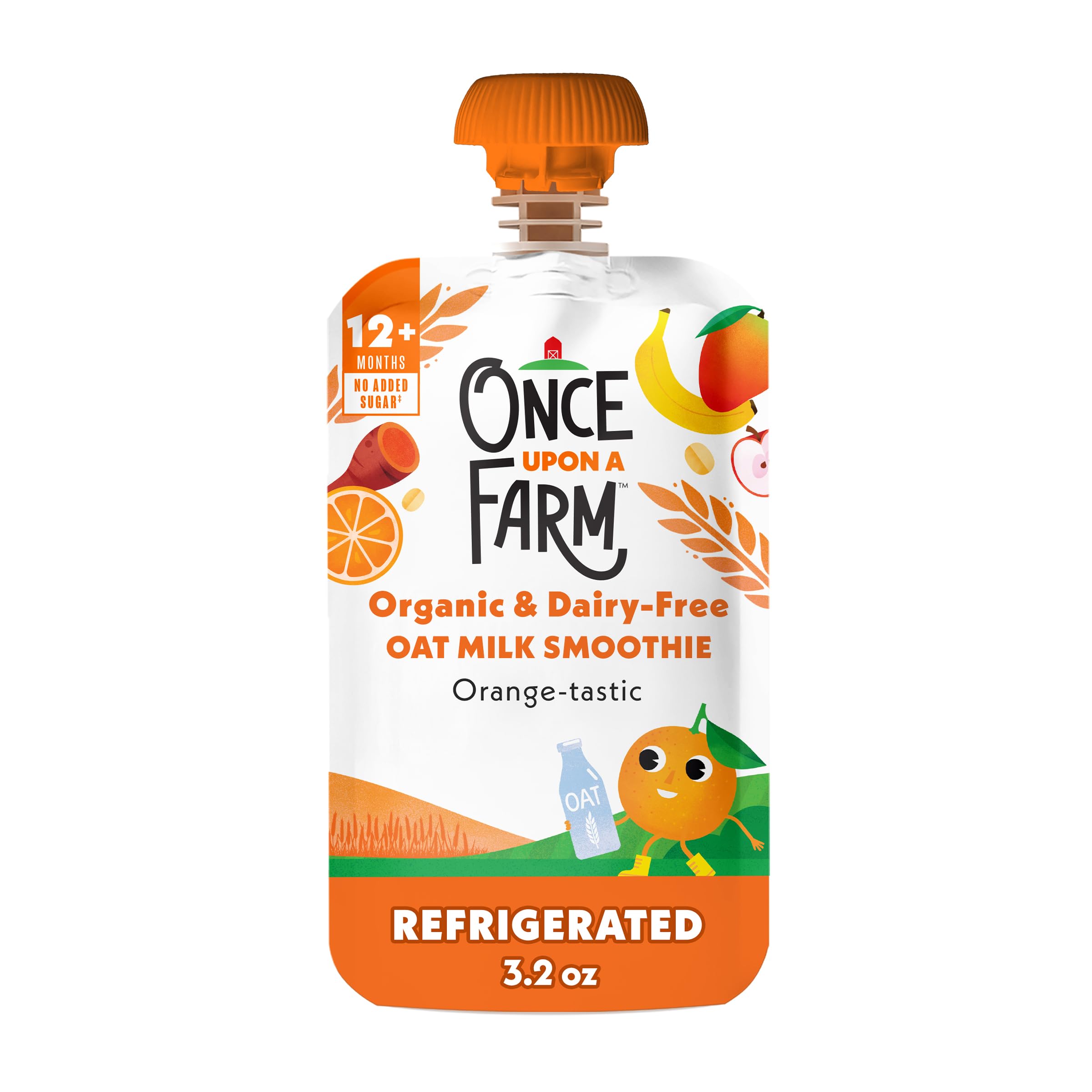 Once Upon a Farm Oat Milk Smoothie Orange-tastic Organic Snack Pouch, 3.2oz