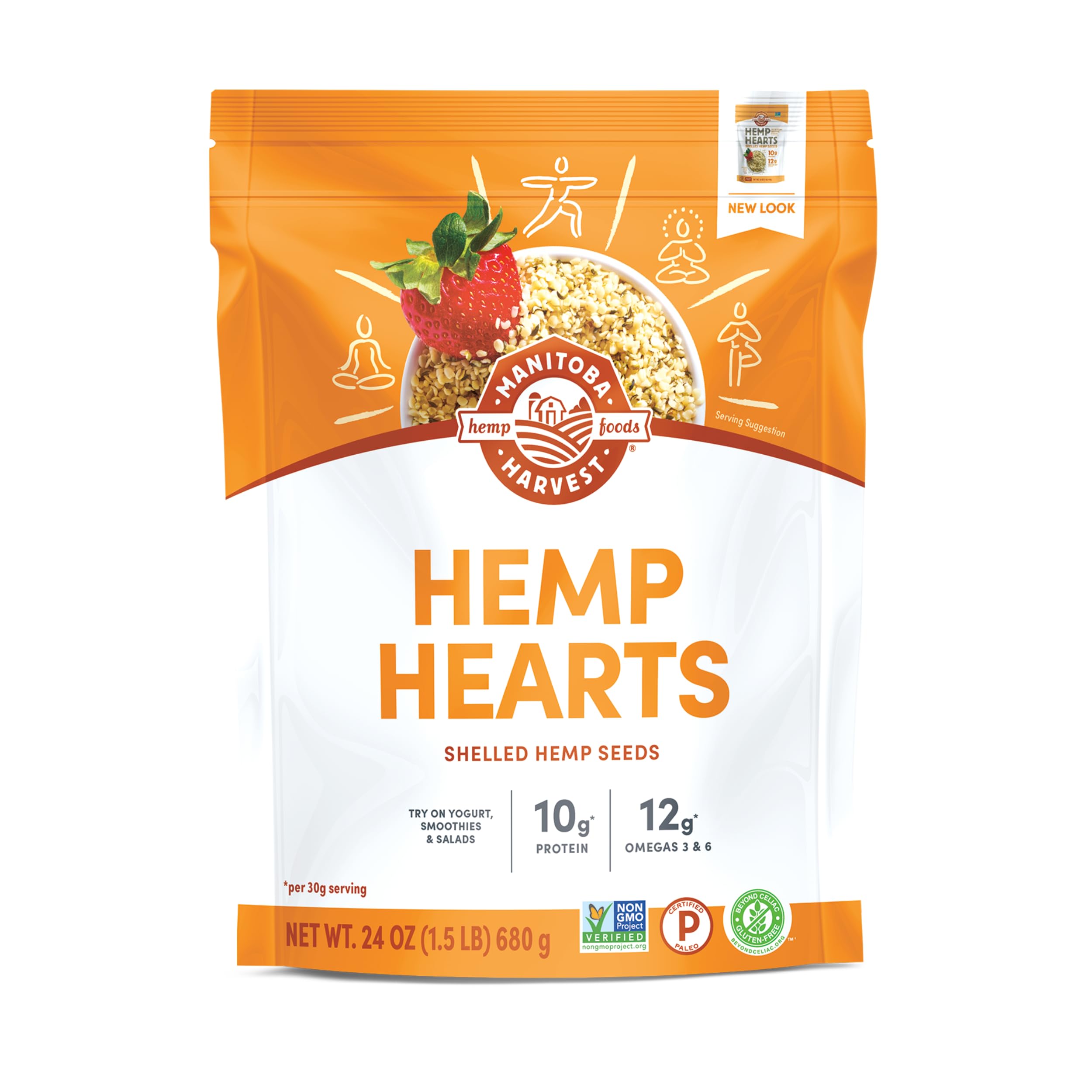 Manitoba Harvest Hemp Hearts, Shelled Hemp Seeds, 24 oz | 10 g Plant Protein and 12 g Omegas 3 and 6 per 30 g Serving - Easy to Digest with 9 Amino Acids, Gluten-Free, Non-GMO