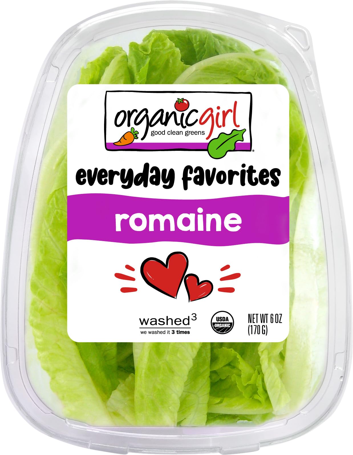 Organic Girl, Organic Salad Clm Romaine Leaf, 6 Ounce