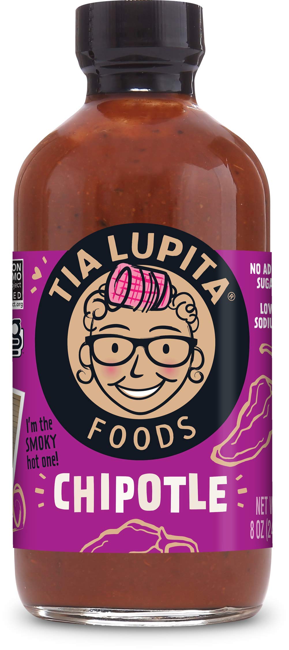 Tia Lupita Chipotle Hot Sauce, Smoky Sweet Medium Heat, 8 oz | Robust Smoky Flavor, Sugar-Free, Gluten-Free, Non-GMO, Low Sodium, Pairs With Steak, Ribs, Chicken, Eggs